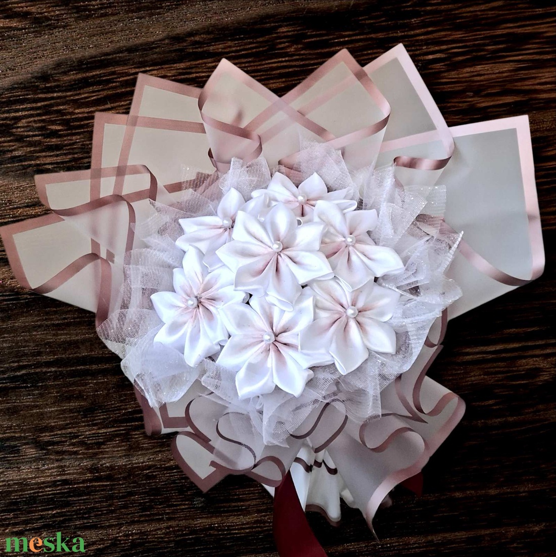 7 szálas pluméria csokor � kézzel készült örök virágcsokor, esküvőre és ajándékba - otthon & életmód - dekoráció - Meska.hu