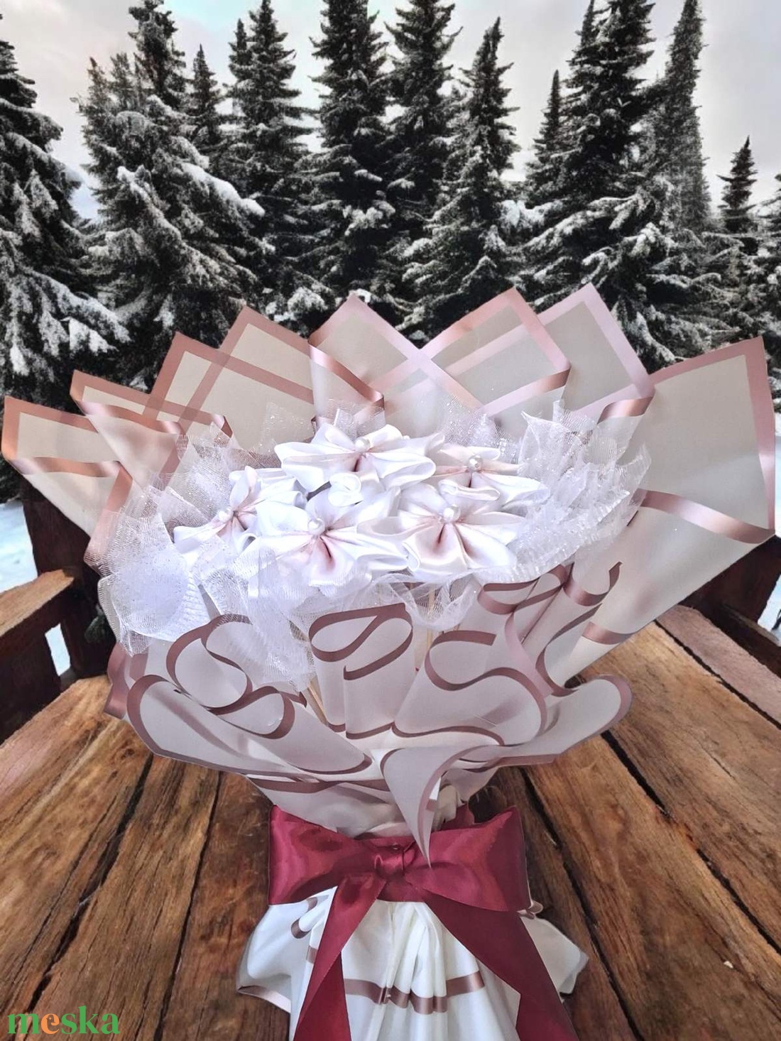 7 szálas pluméria csokor � kézzel készült örök virágcsokor, esküvőre és ajándékba - otthon & életmód - dekoráció - Meska.hu