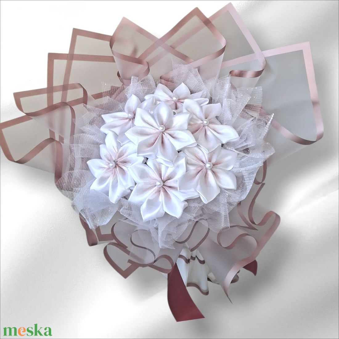 7 szálas pluméria csokor � kézzel készült örök virágcsokor, esküvőre és ajándékba - otthon & életmód - dekoráció - Meska.hu