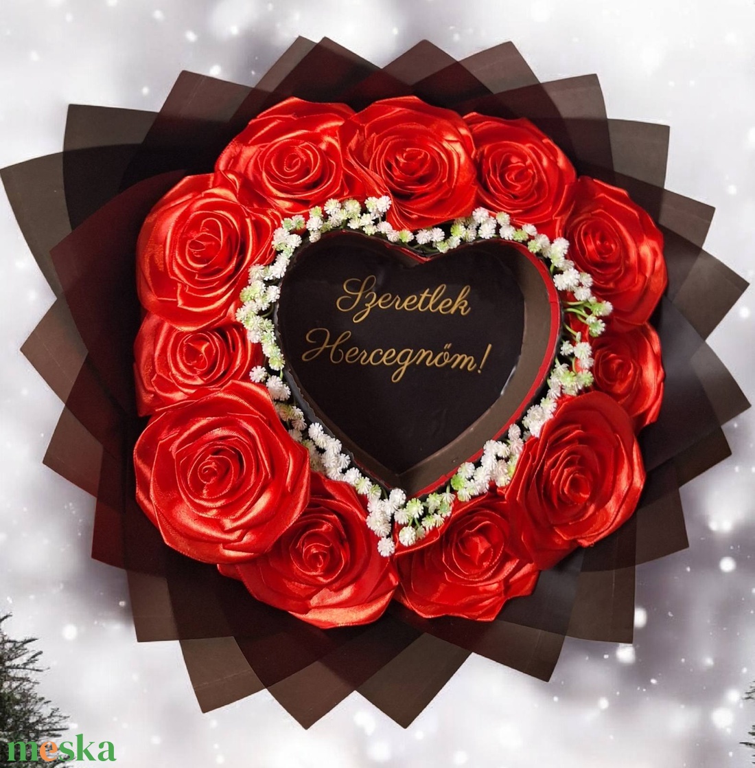 Burning Bouquet Classic � Égő szív örökrózsa csokor (11 szál) - esküvő - menyasszonyi- és dobócsokor - Meska.hu