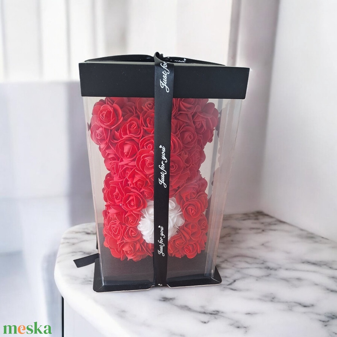 Örökrózsa maci prémium díszdobozban � Limitált Valentin-napi kiadás  - esküvő - emlék & ajándék - doboz - Meska.hu