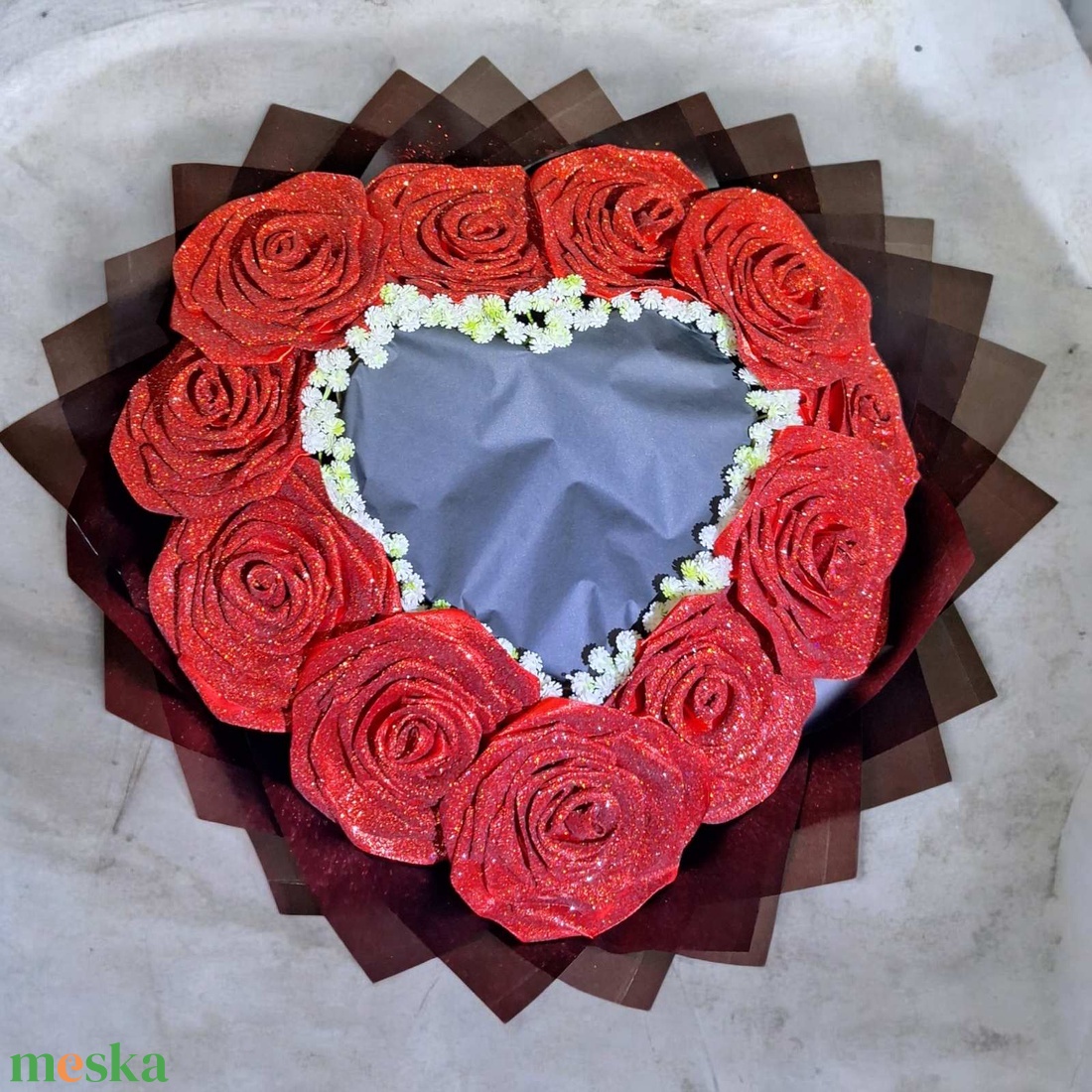 Burning Bouquet Classic � Égő szív örökrózsa csokor (11 szál) - esküvő - menyasszonyi- és dobócsokor - Meska.hu