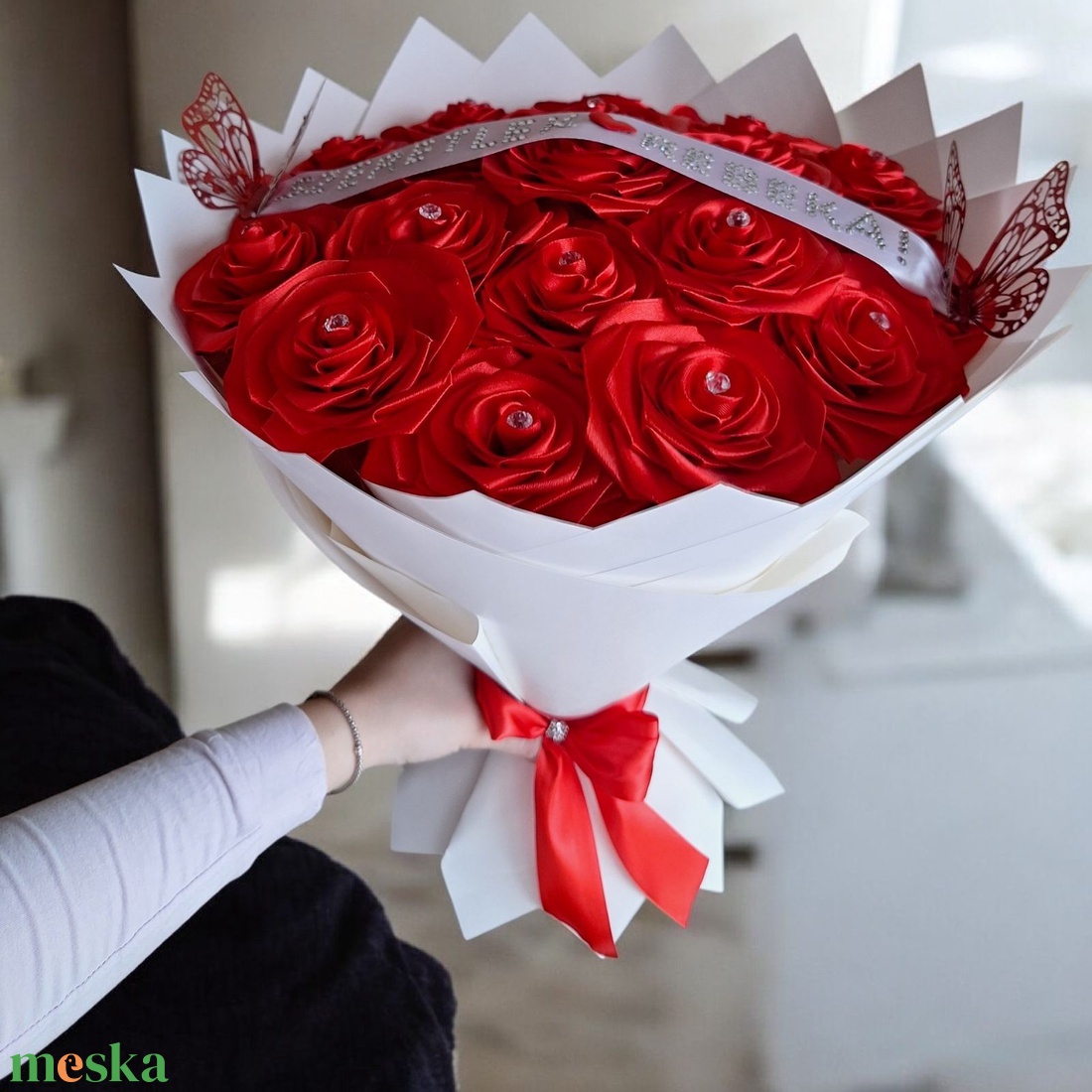 Személyre szabható piros örökrózsacsokor � örök szerelem ajándéka - otthon & életmód - virágdekoráció - virágok - virágcsokor - Meska.hu
