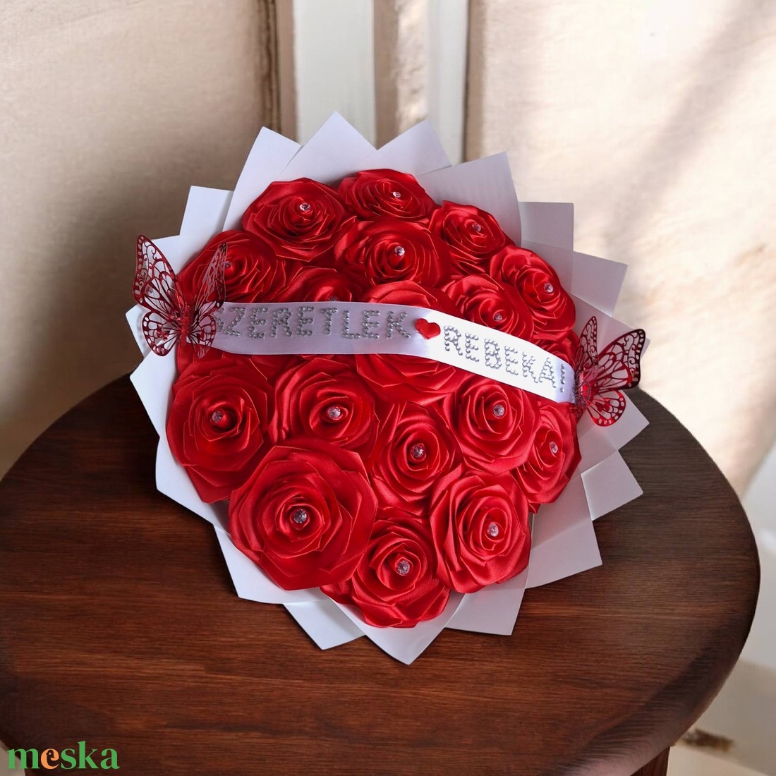 Személyre szabható piros örökrózsacsokor � örök szerelem ajándéka - otthon & életmód - virágdekoráció - virágok - virágcsokor - Meska.hu
