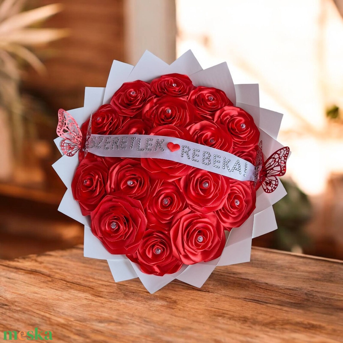 Személyre szabható piros örökrózsacsokor � örök szerelem ajándéka - otthon & életmód - virágdekoráció - virágok - virágcsokor - Meska.hu