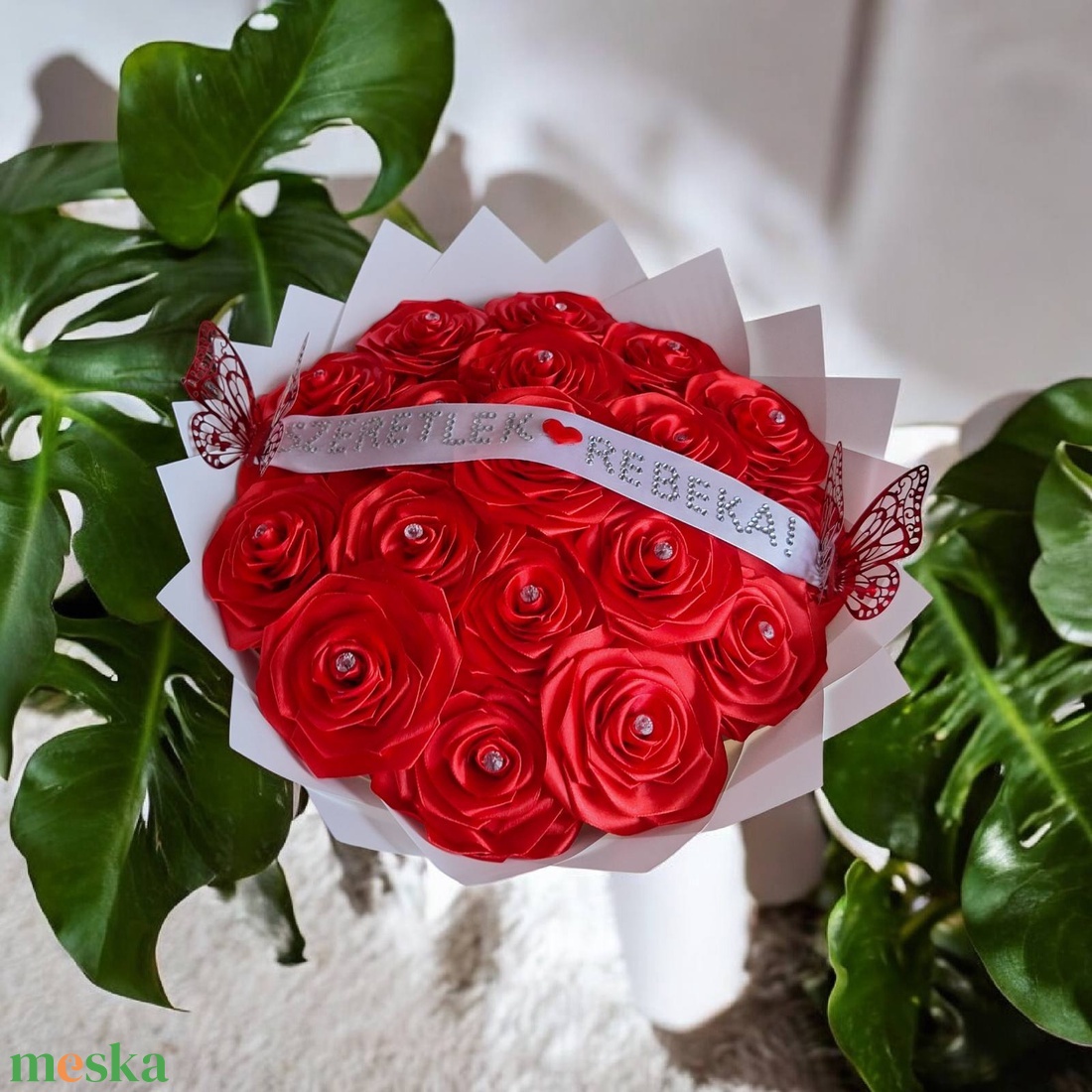 Személyre szabható piros örökrózsacsokor � örök szerelem ajándéka - otthon & életmód - virágdekoráció - virágok - virágcsokor - Meska.hu
