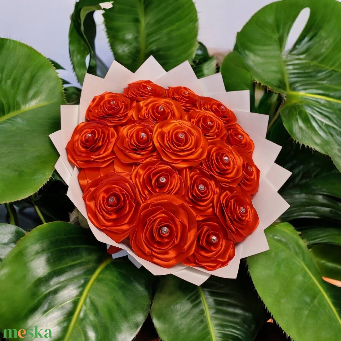 18 szálas piros örökrózsa csokor � kézzel készült ajándék - otthon & életmód - virágdekoráció - virágok - virágcsokor - Meska.hu