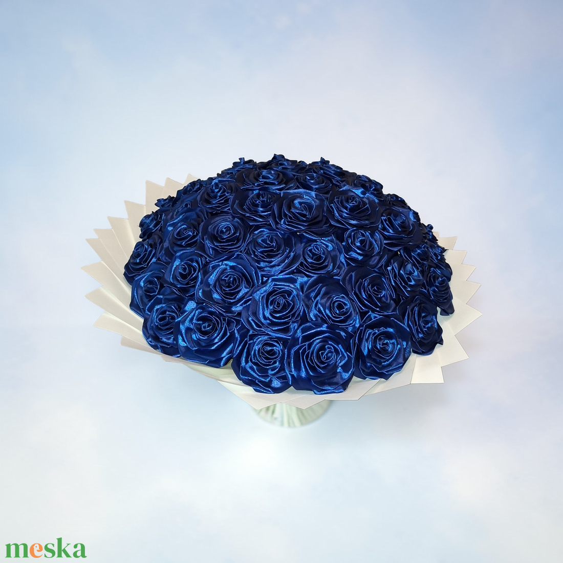 Óriás rózsacsokor � 56 szálas tengerészkék, 70 cm átmérőjű � Prémium kézműves ajándék - otthon & életmód - virágdekoráció - virágok - virágcsokor - Meska.hu