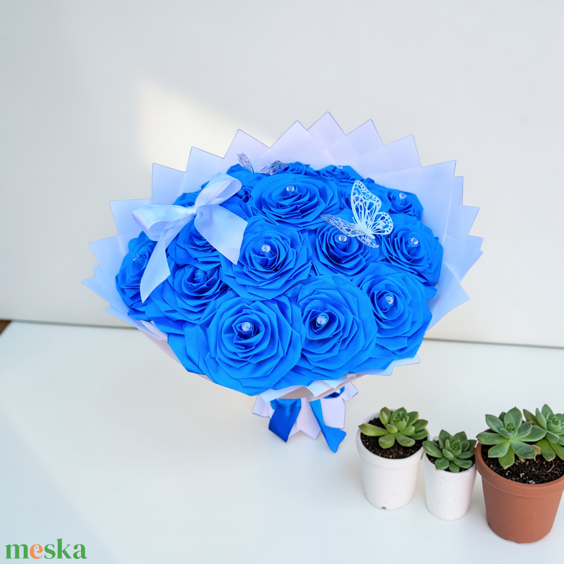 Királykék 18 szálas örökrózsa csokor � ajándék születésnapra, évfordulóra - otthon & életmód - virágdekoráció - virágok - virágcsokor - Meska.hu