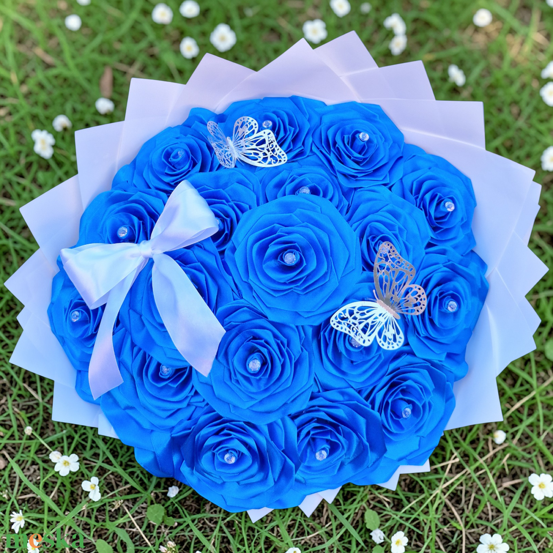 Királykék 18 szálas örökrózsa csokor � ajándék születésnapra, évfordulóra - otthon & életmód - virágdekoráció - virágok - virágcsokor - Meska.hu