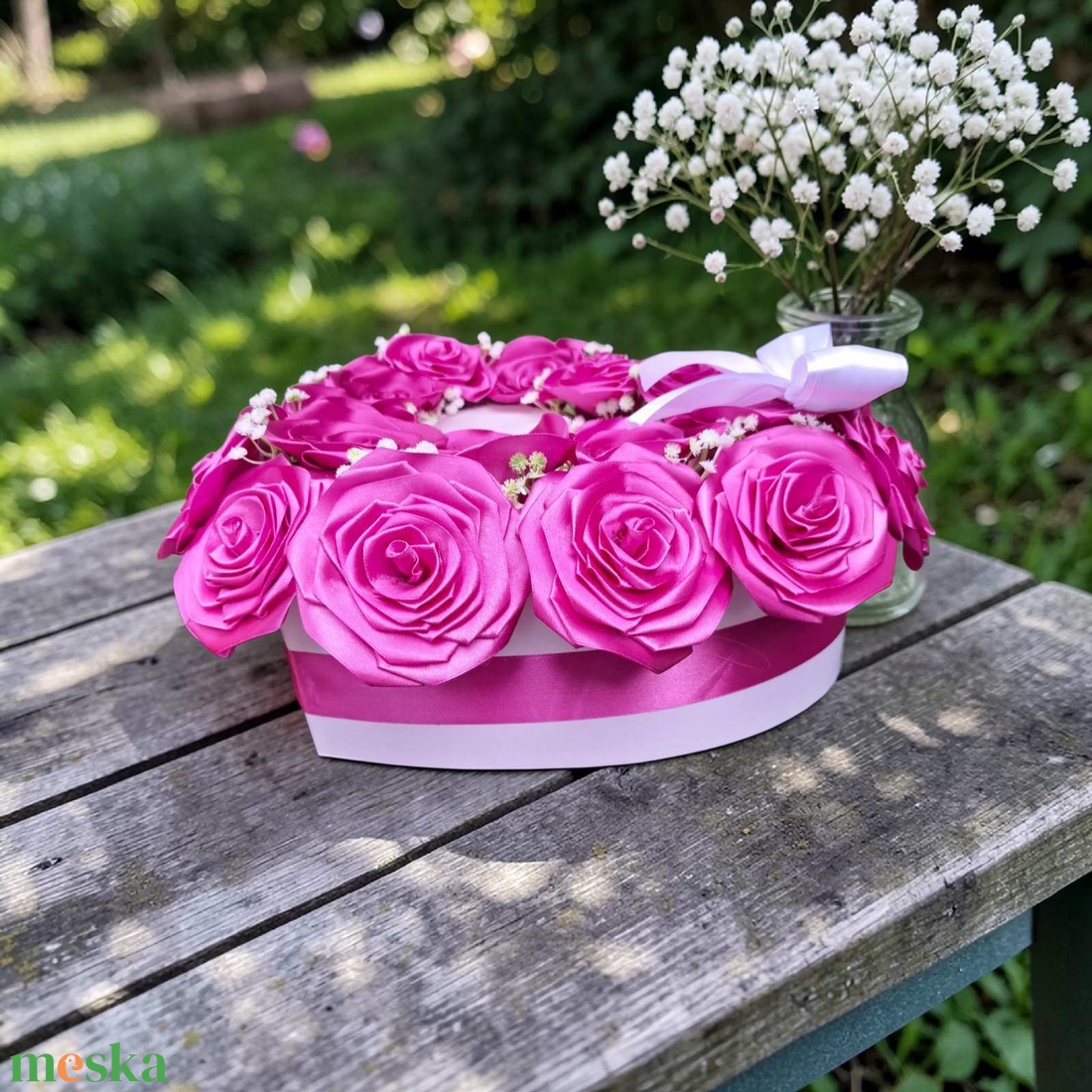 Szív alakú örökrózsa box - �Köszönöm, hogy felneveltél!� � Anyák napi ajándék - otthon & életmód - virágdekoráció - virágok - virágbox - Meska.hu