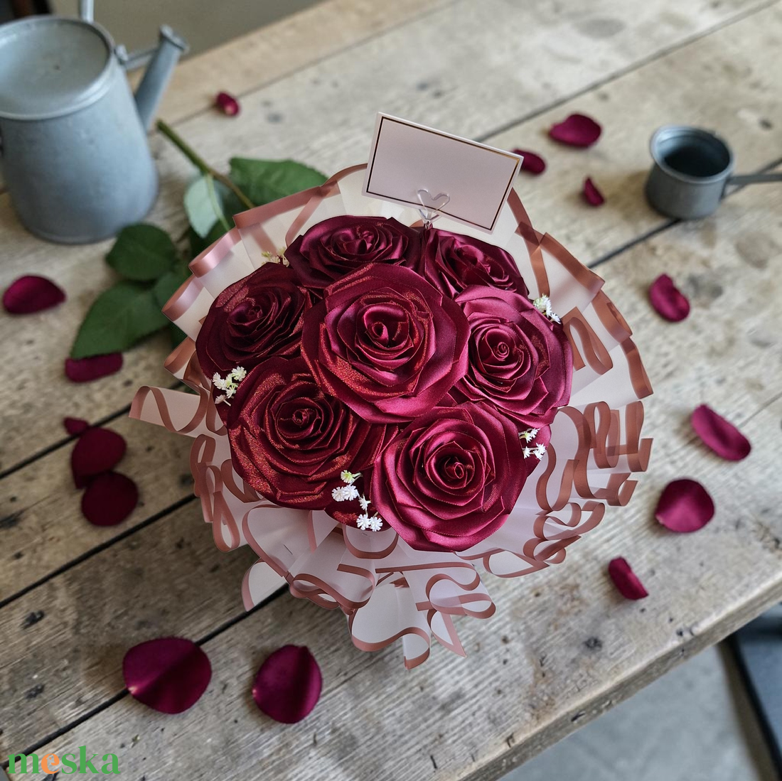 7 szálas rózsacsokor - wine red színben - otthon & életmód - virágdekoráció - virágok - virágcsokor - Meska.hu