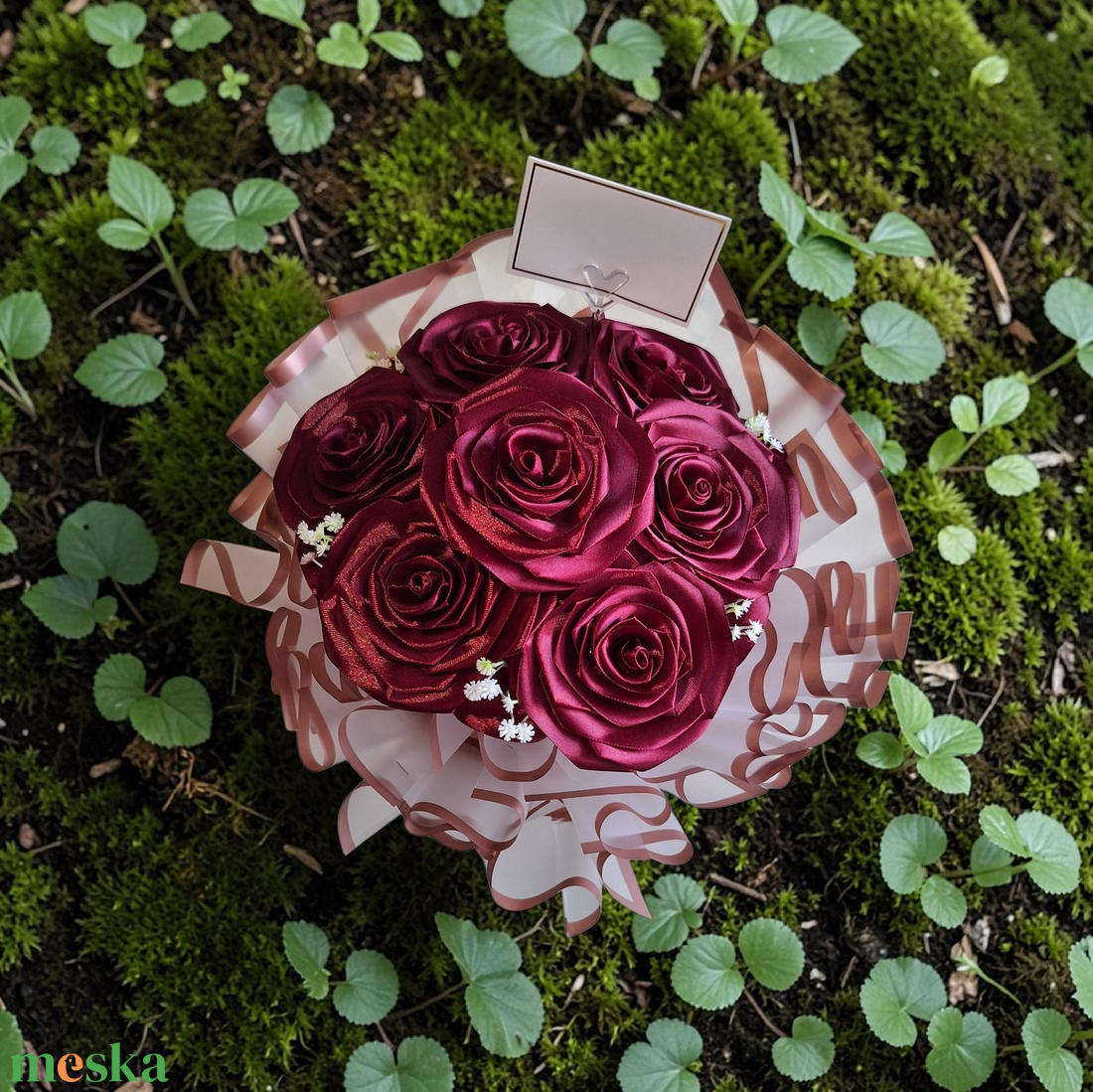7 szálas rózsacsokor - wine red színben - otthon & életmód - virágdekoráció - virágok - virágcsokor - Meska.hu