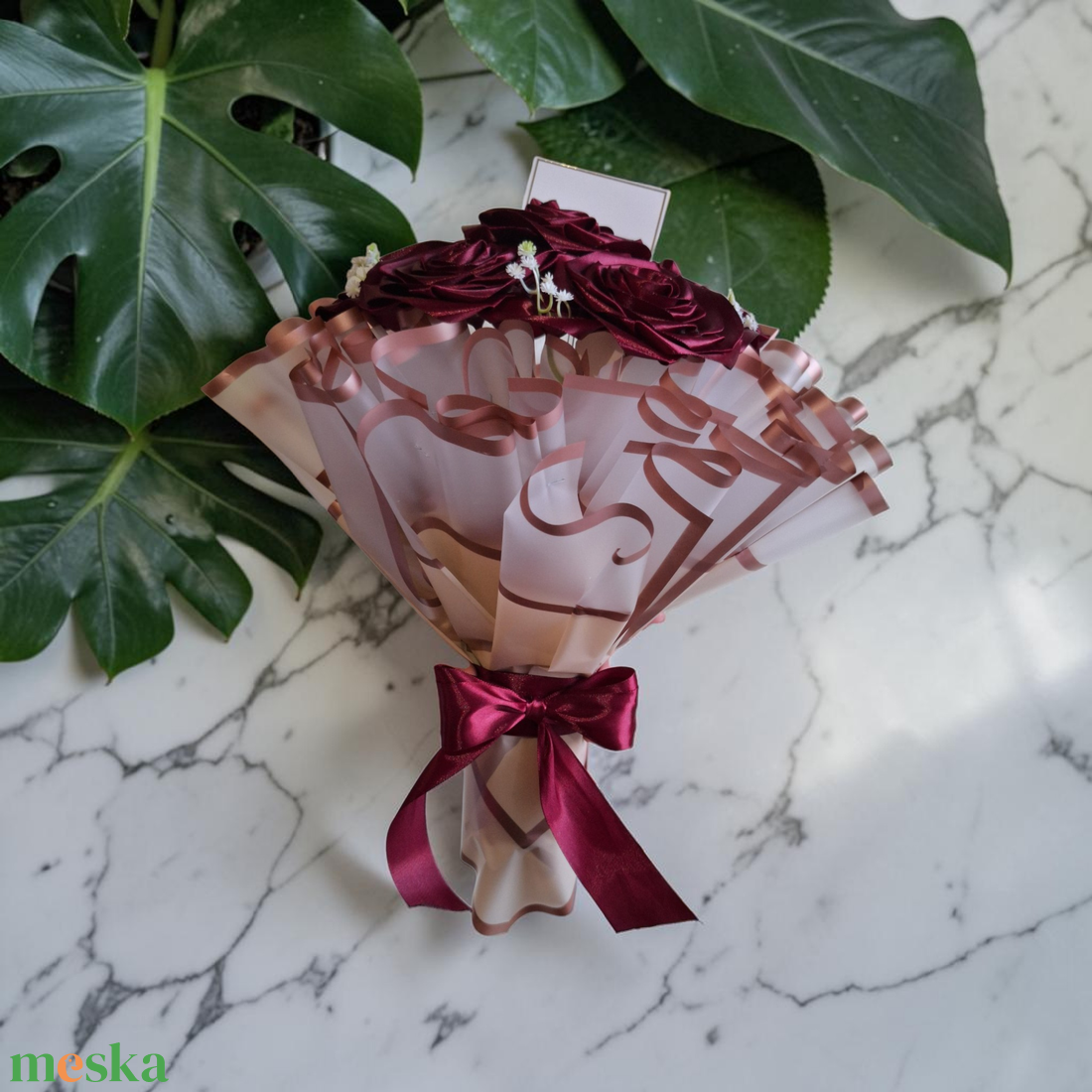 7 szálas rózsacsokor - wine red színben - otthon & életmód - virágdekoráció - virágok - virágcsokor - Meska.hu