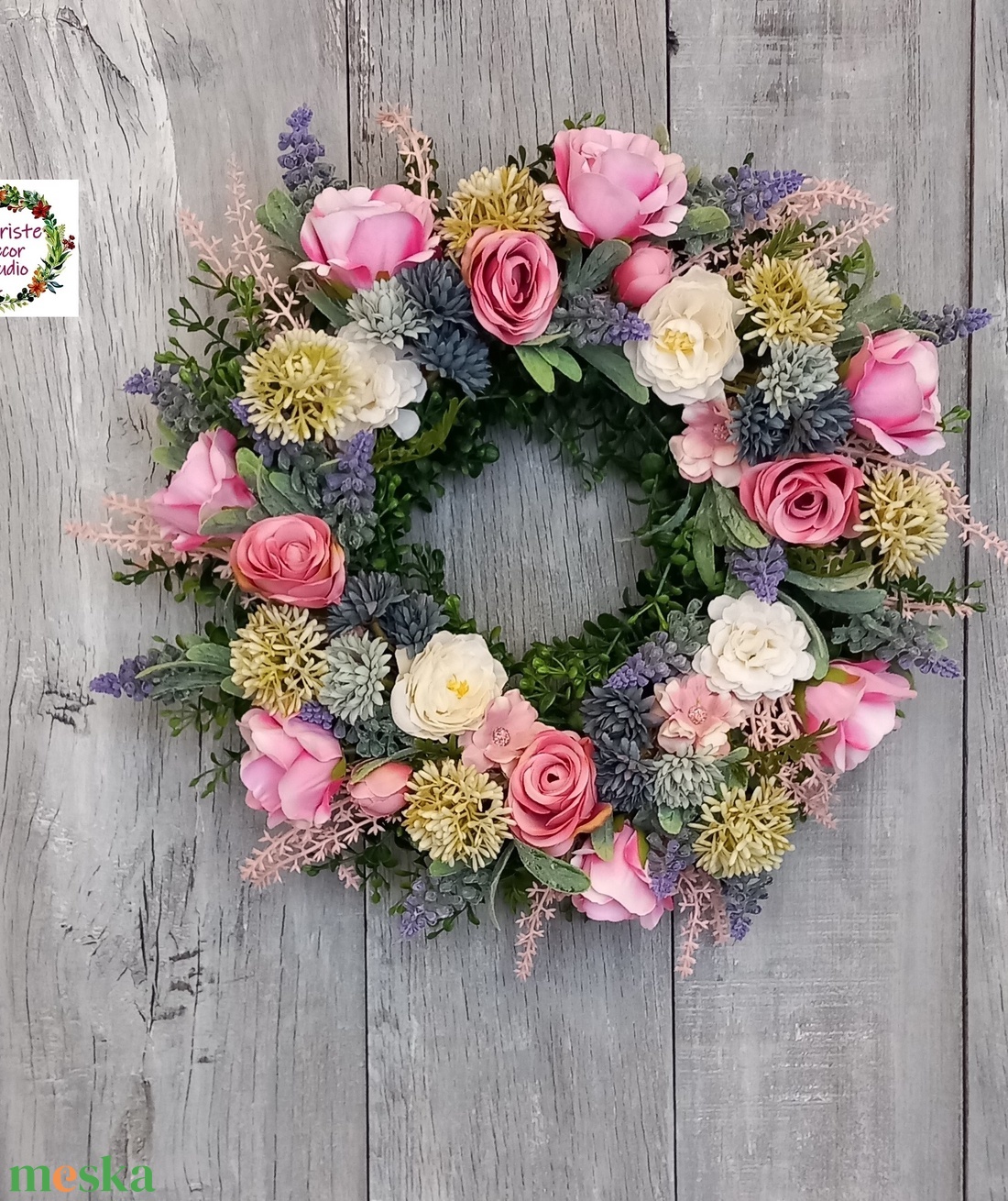 Színes Virág Koszorú - otthon & életmód - dekoráció - ajtó- és ablak dekoráció - ajtódísz & kopogtató - Meska.hu