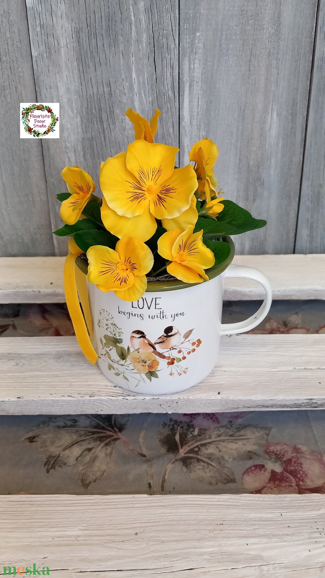 Sárga Árvácska Bögredísz  - otthon & életmód - dekoráció - asztal és polc dekoráció - asztaldísz - Meska.hu