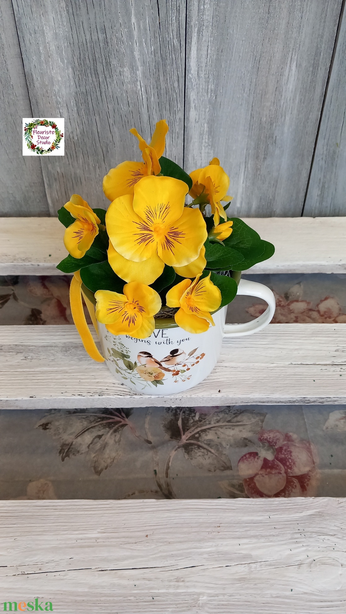 Sárga Árvácska Bögredísz  - otthon & életmód - dekoráció - asztal és polc dekoráció - asztaldísz - Meska.hu