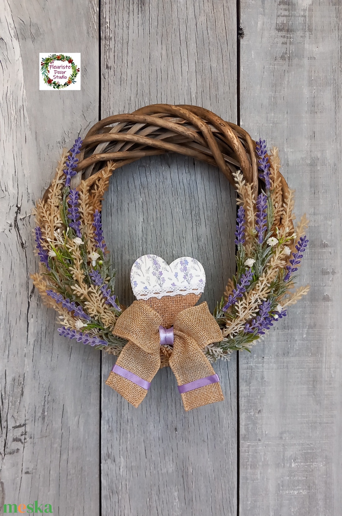 Levendula Kopogtató Natúr Színvilágban - otthon & életmód - dekoráció - ajtó- és ablak dekoráció - ajtódísz & kopogtató - Meska.hu