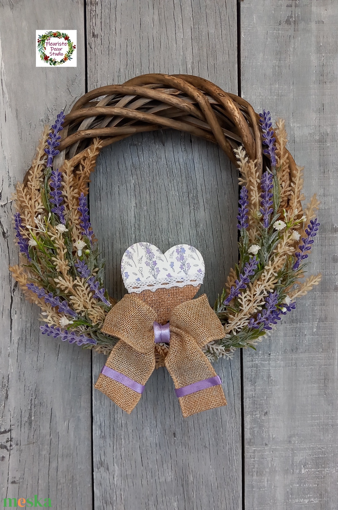 Levendula Kopogtató Natúr Színvilágban - otthon & életmód - dekoráció - ajtó- és ablak dekoráció - ajtódísz & kopogtató - Meska.hu