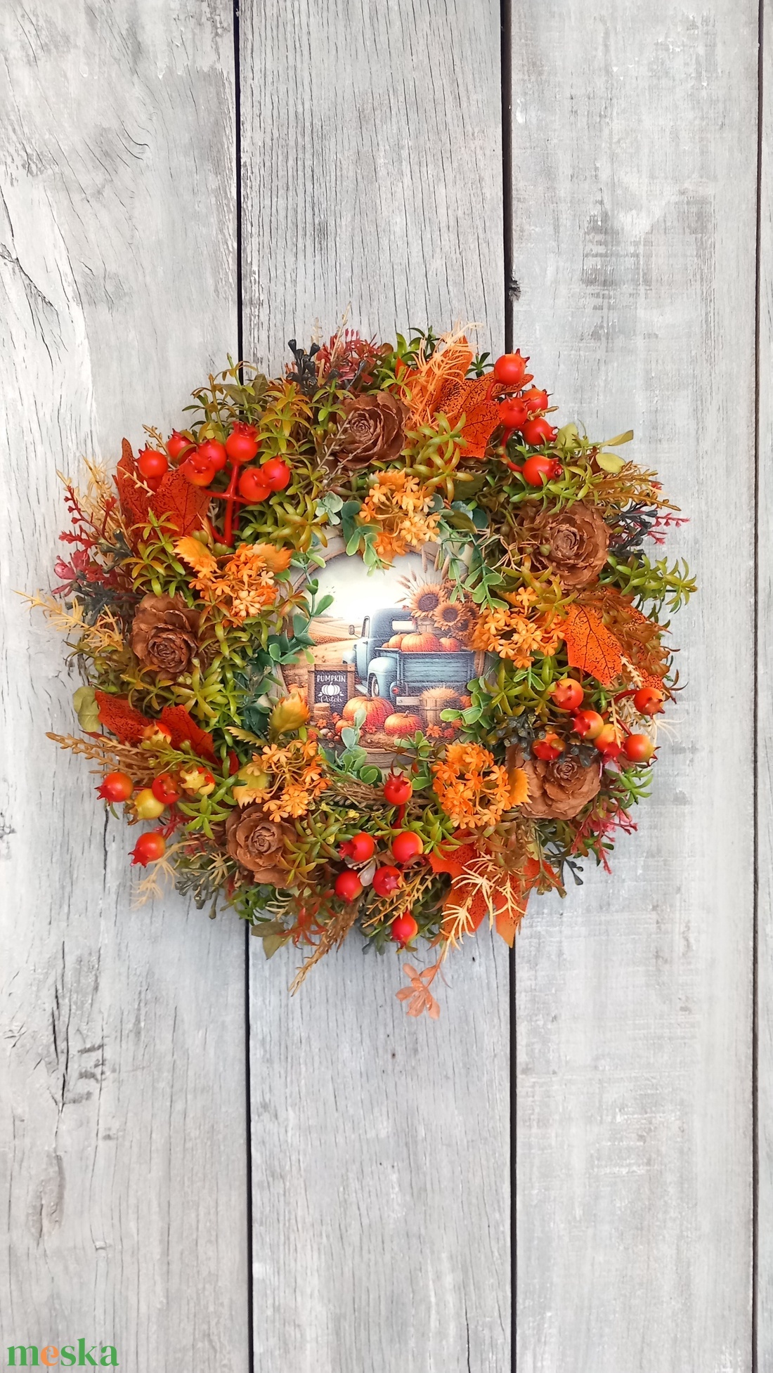  Őszi Furgon - Őszi Kopogtató/Őszi Falidísz/ Őszi Koszorú/Őszi Ajtódísz - otthon & életmód - dekoráció - ajtó- és ablak dekoráció - ajtódísz & kopogtató - Meska.hu