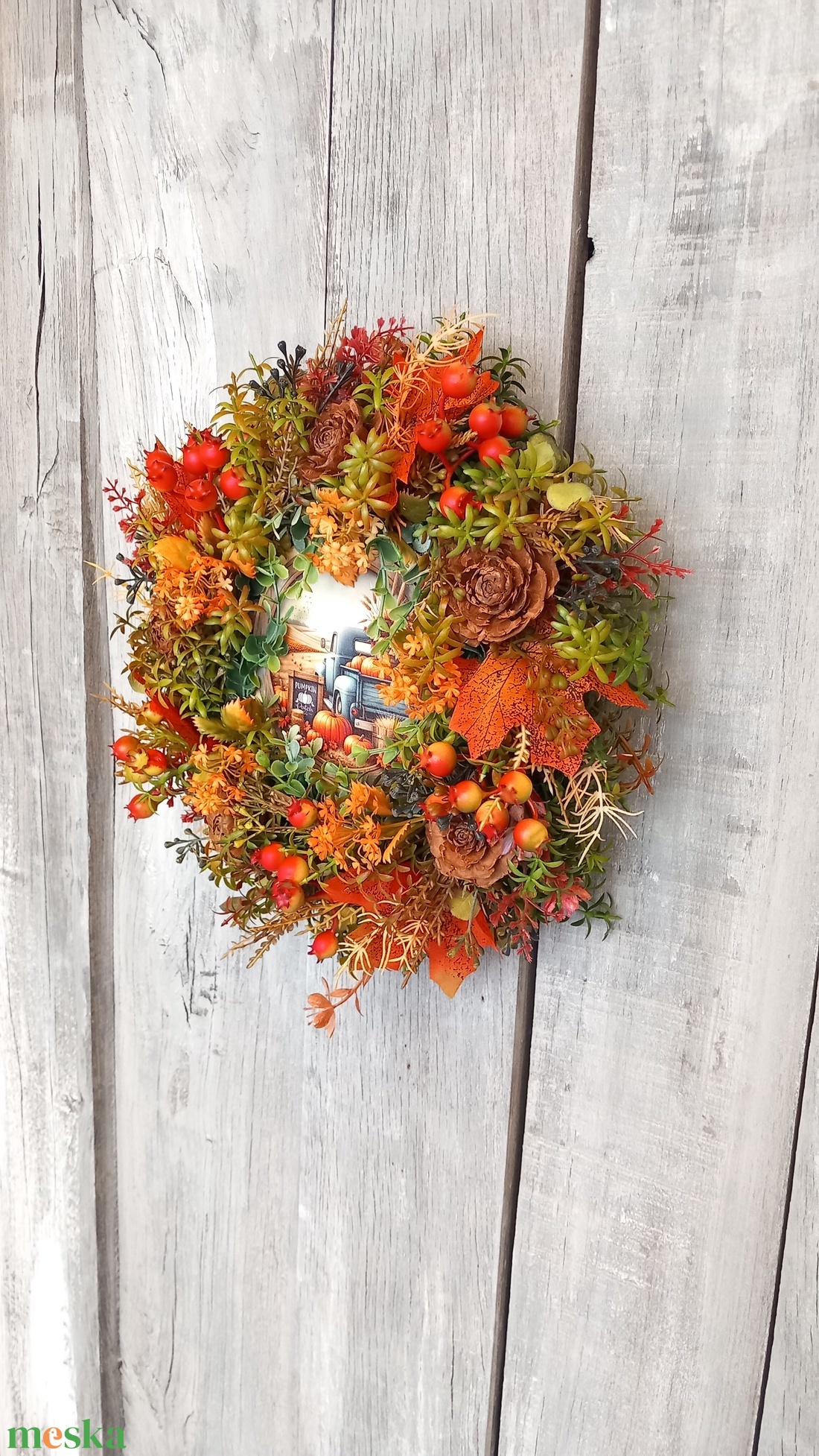  Őszi Furgon - Őszi Kopogtató/Őszi Falidísz/ Őszi Koszorú/Őszi Ajtódísz - otthon & életmód - dekoráció - ajtó- és ablak dekoráció - ajtódísz & kopogtató - Meska.hu