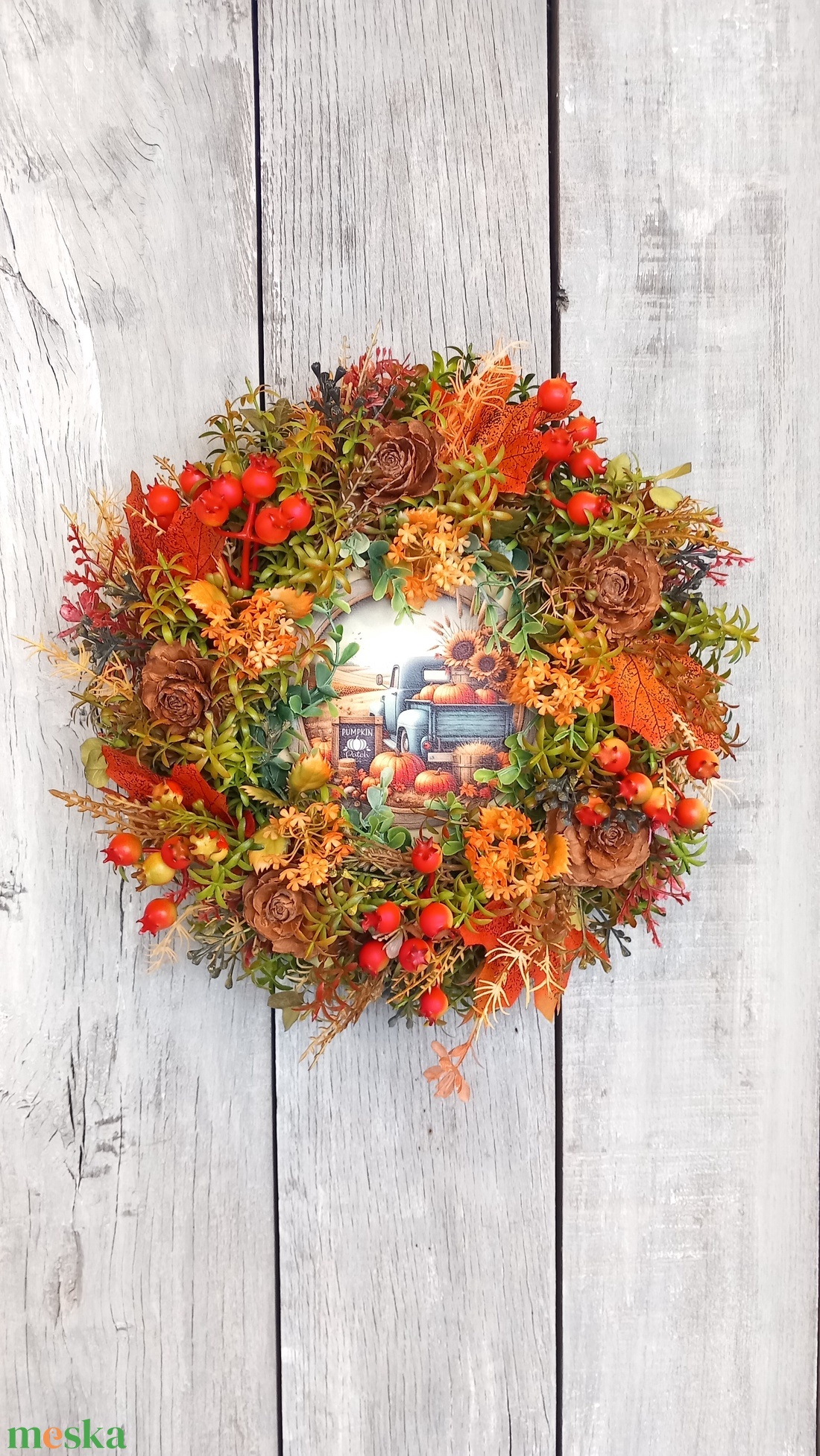  Őszi Furgon - Őszi Kopogtató/Őszi Falidísz/ Őszi Koszorú/Őszi Ajtódísz - otthon & életmód - dekoráció - ajtó- és ablak dekoráció - ajtódísz & kopogtató - Meska.hu