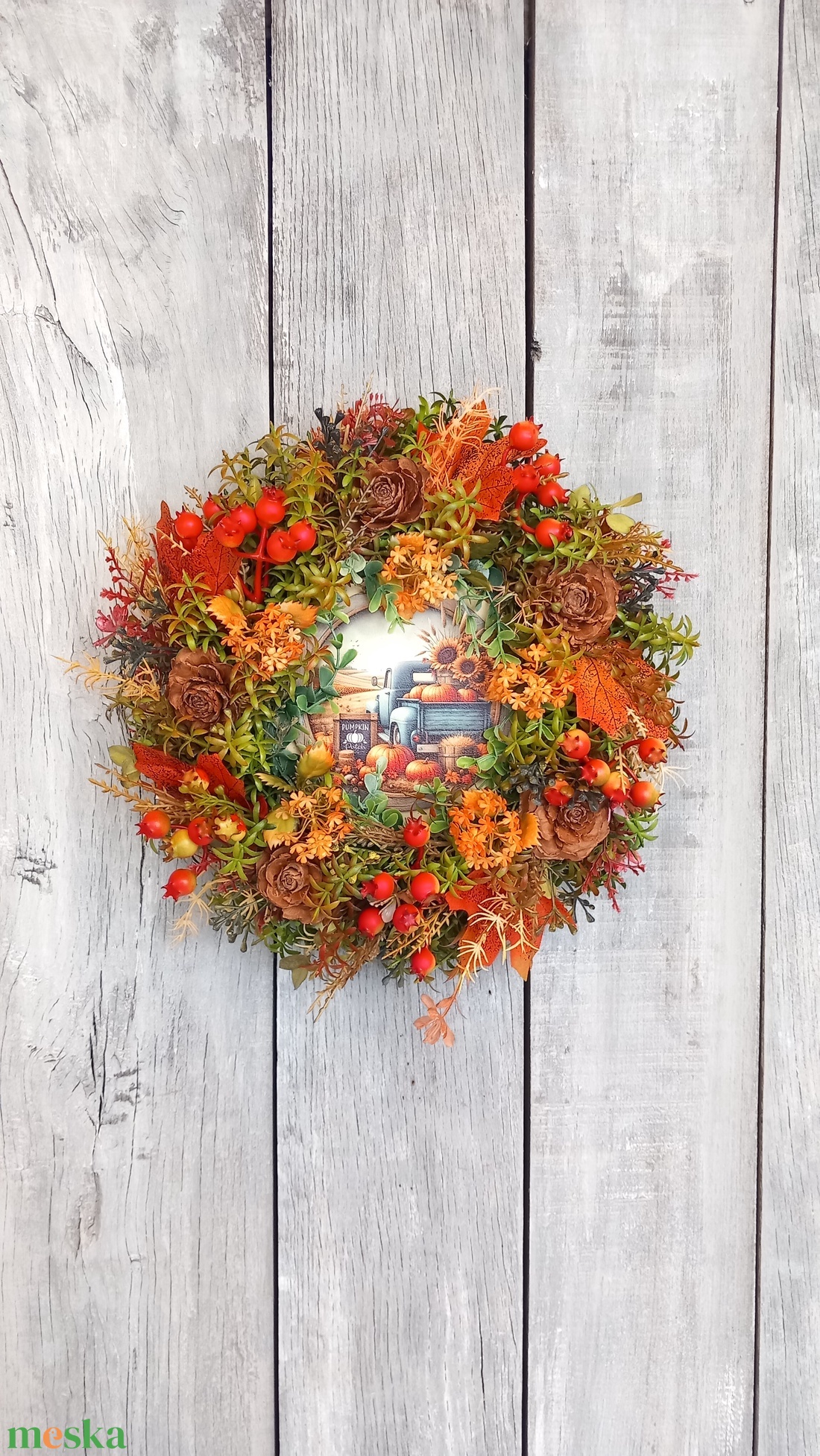  Őszi Furgon - Őszi Kopogtató/Őszi Falidísz/ Őszi Koszorú/Őszi Ajtódísz - otthon & életmód - dekoráció - ajtó- és ablak dekoráció - ajtódísz & kopogtató - Meska.hu