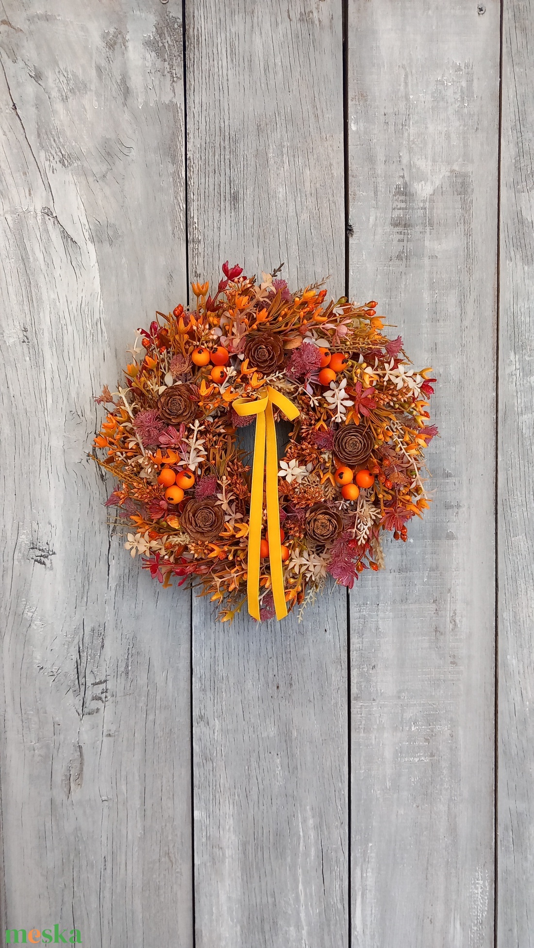 Színes Ősz - Őszi Kopogtató/Őszi Falidísz/ Őszi Koszorú/Bogyós Ajtódísz/Őszi Ajtódísz - otthon & életmód - dekoráció - ajtó- és ablak dekoráció - ajtódísz & kopogtató - Meska.hu