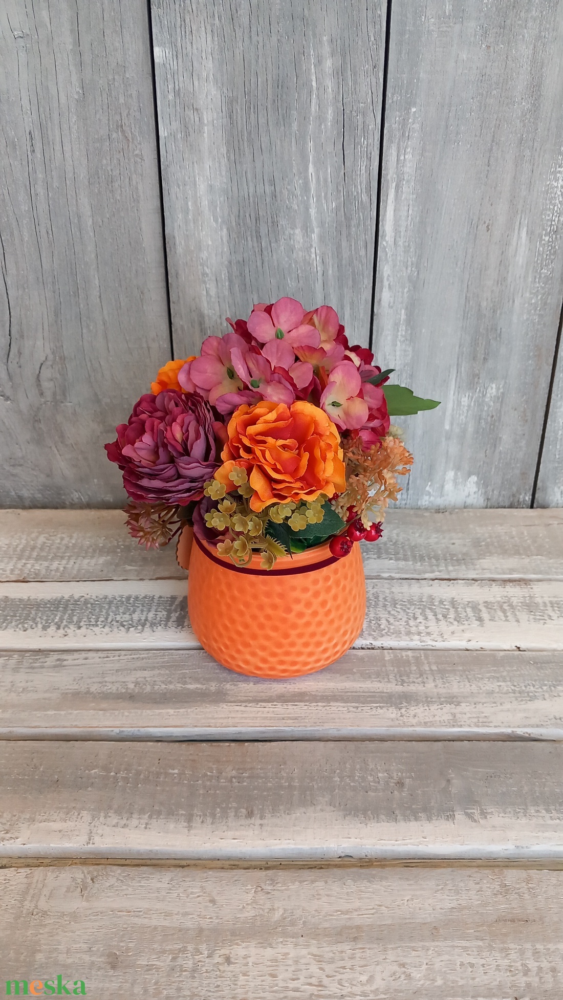   Ősz Narancssárgában - Őszi Asztaldísz/ Virágos Asztaldísz/ Bogyós Asztaldísz - otthon & életmód - dekoráció - asztal és polc dekoráció - asztaldísz - Meska.hu