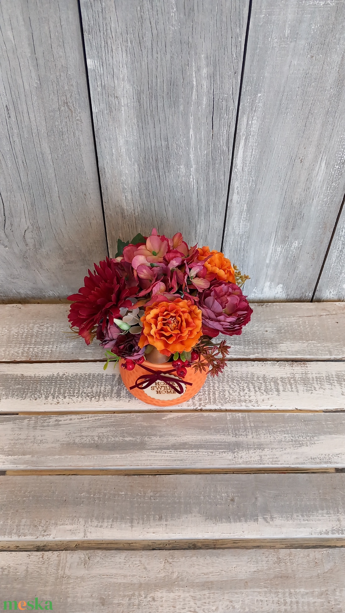   Ősz Narancssárgában - Őszi Asztaldísz/ Virágos Asztaldísz/ Bogyós Asztaldísz - otthon & életmód - dekoráció - asztal és polc dekoráció - asztaldísz - Meska.hu