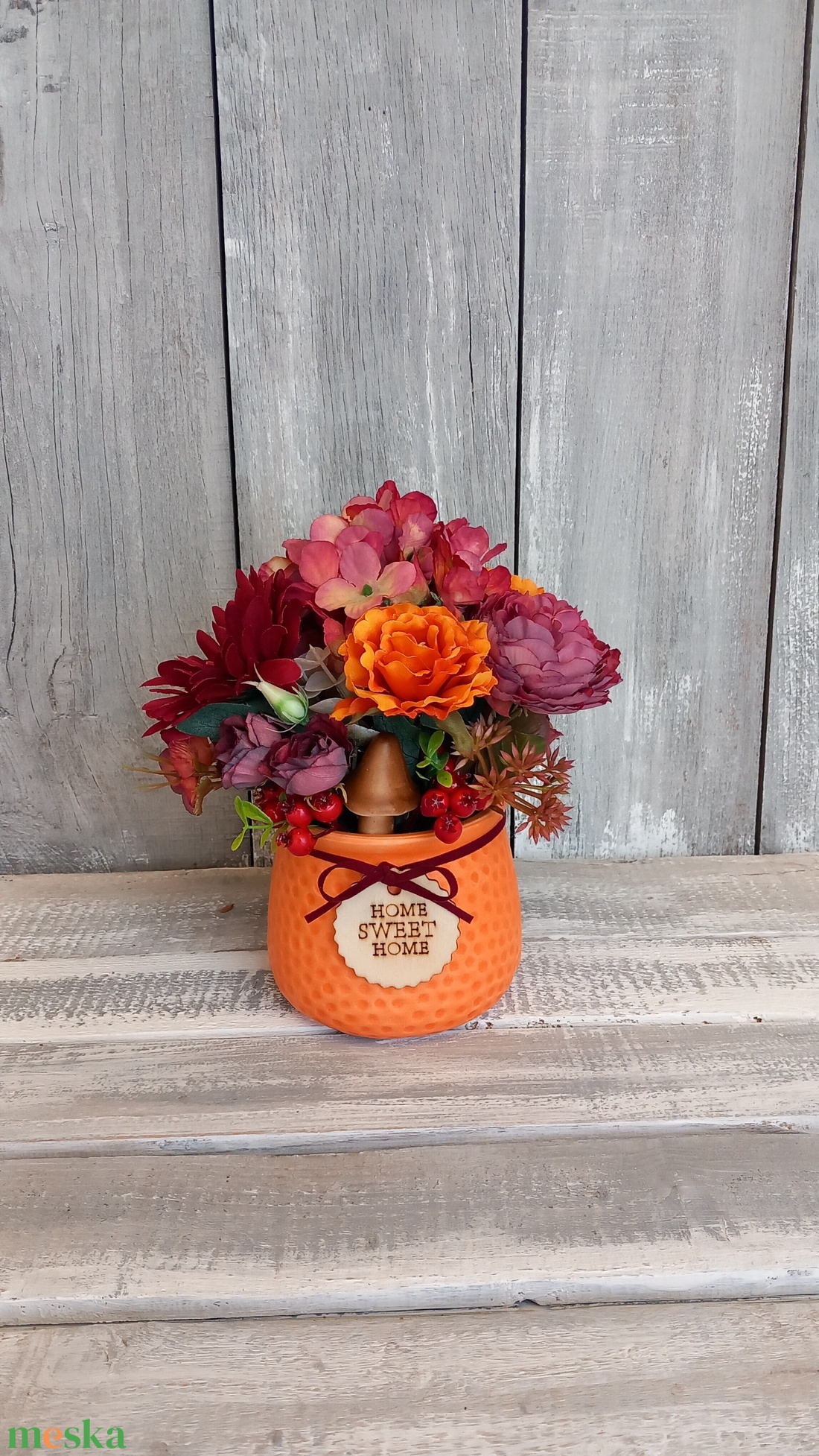   Ősz Narancssárgában - Őszi Asztaldísz/ Virágos Asztaldísz/ Bogyós Asztaldísz - otthon & életmód - dekoráció - asztal és polc dekoráció - asztaldísz - Meska.hu