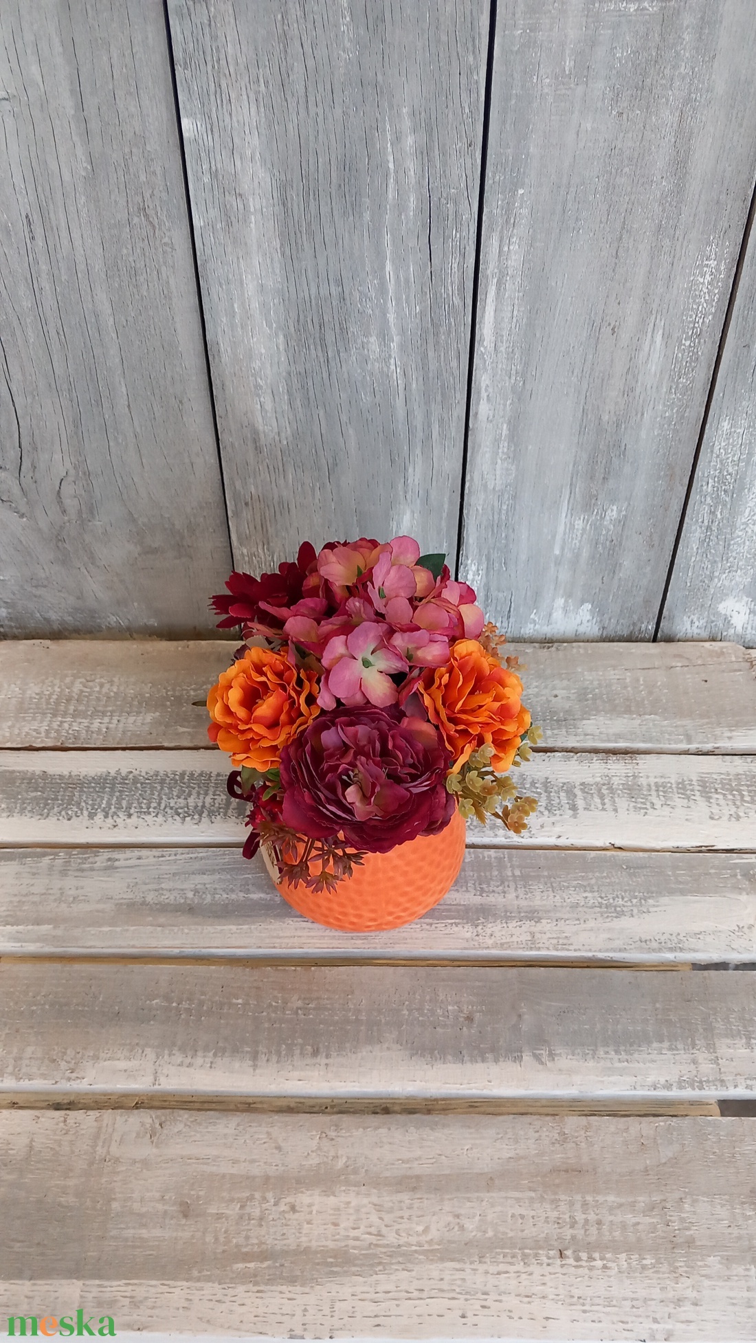   Ősz Narancssárgában - Őszi Asztaldísz/ Virágos Asztaldísz/ Bogyós Asztaldísz - otthon & életmód - dekoráció - asztal és polc dekoráció - asztaldísz - Meska.hu