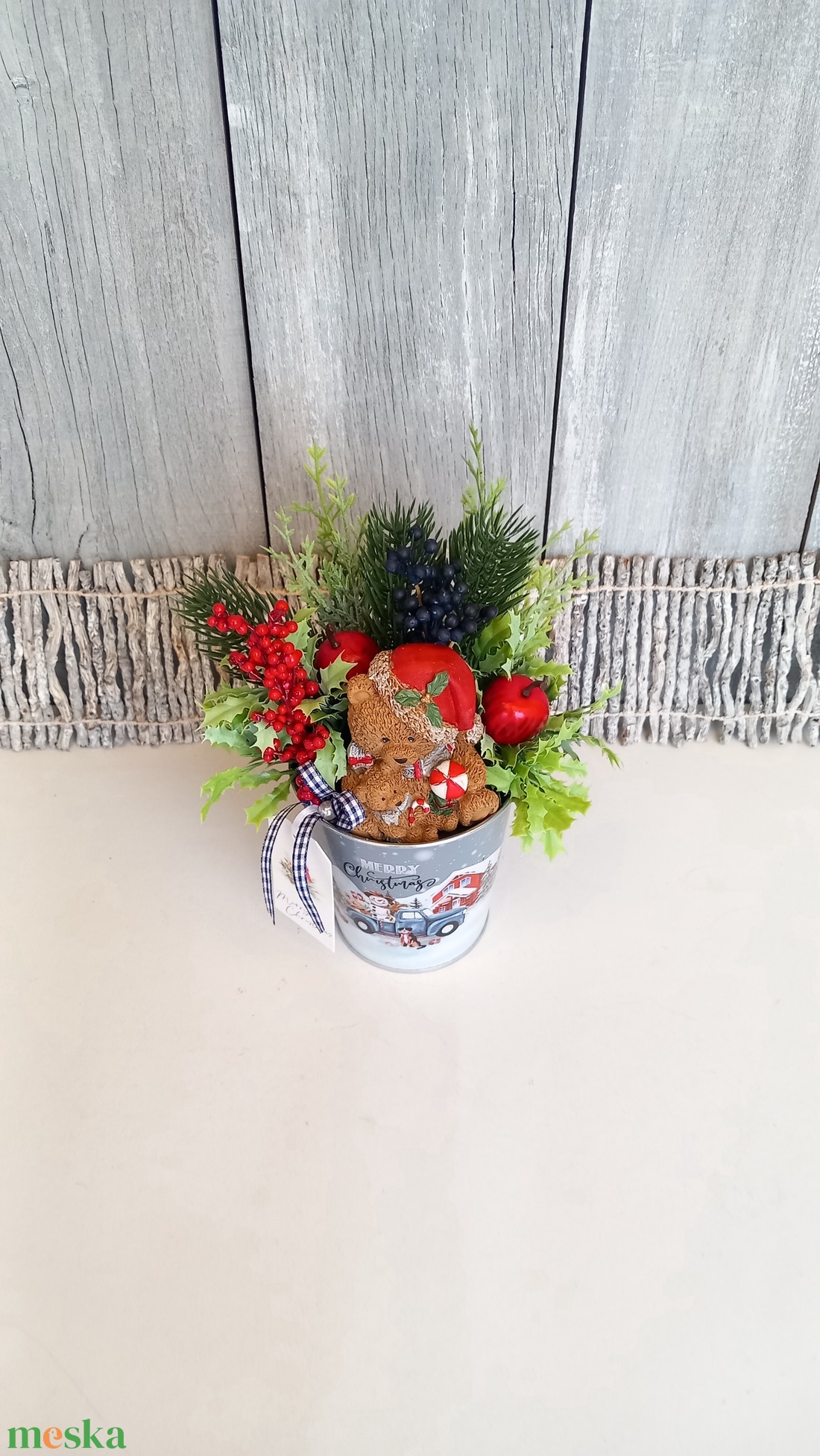   Kedvenc Mackó Karácsonya - Karácsonyi Asztaldísz/Macis Asztaldísz/Téli Asztaldísz - otthon & életmód - dekoráció - asztal és polc dekoráció - asztaldísz - Meska.hu