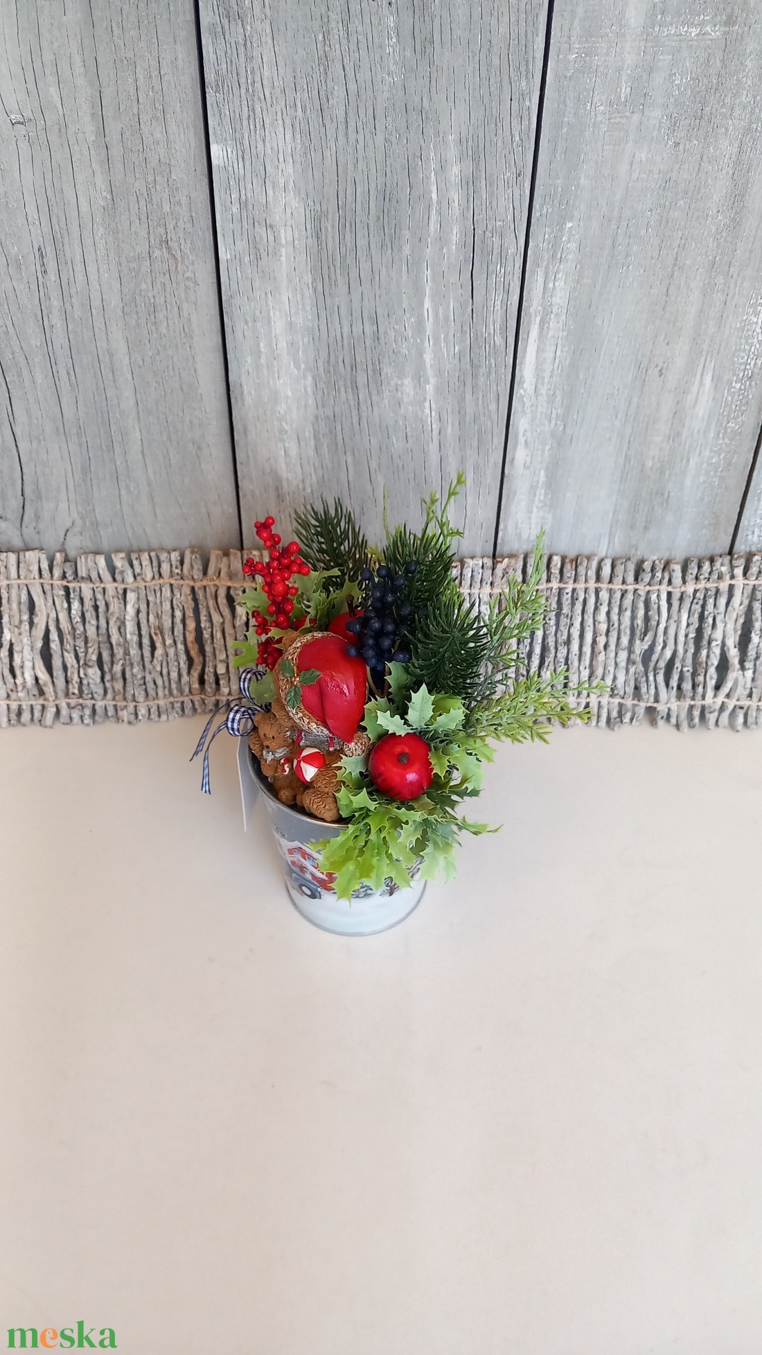   Kedvenc Mackó Karácsonya - Karácsonyi Asztaldísz/Macis Asztaldísz/Téli Asztaldísz - otthon & életmód - dekoráció - asztal és polc dekoráció - asztaldísz - Meska.hu