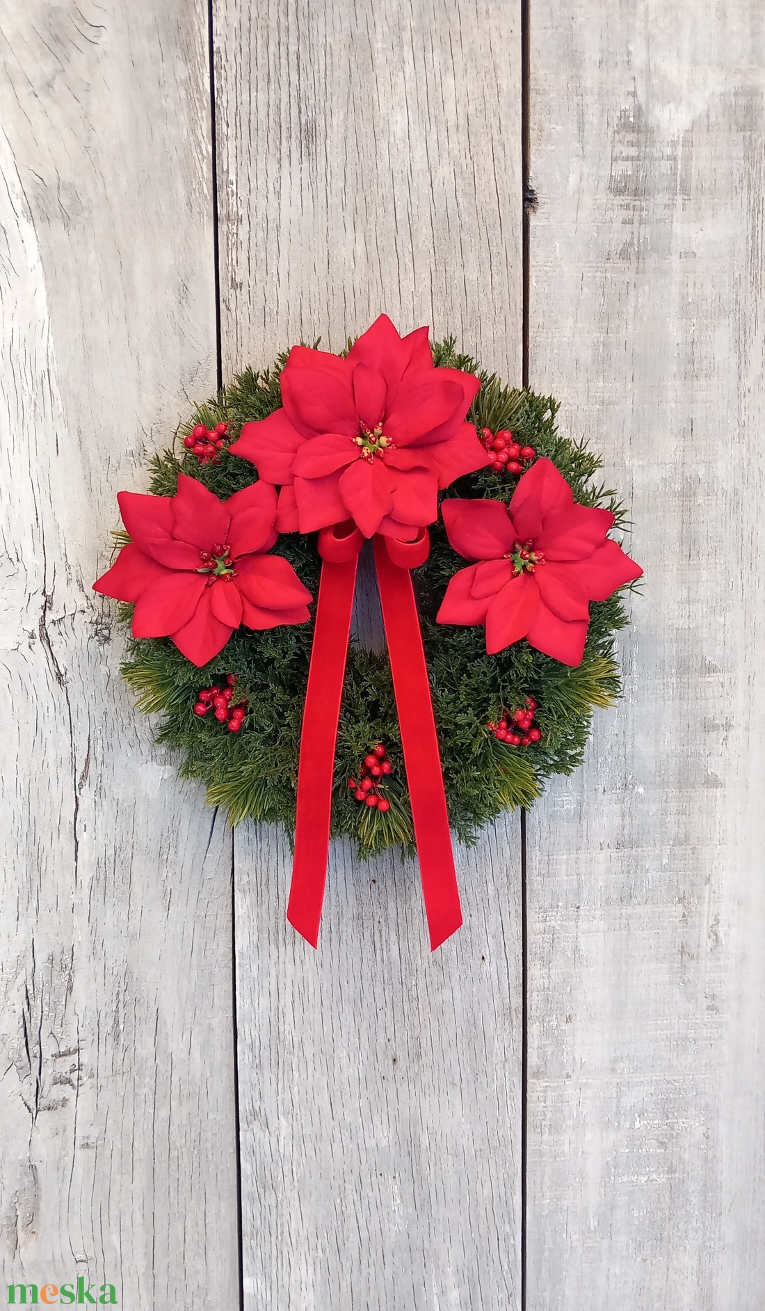 Mikulásvirágok Ünneplőben- Karácsonyi Kopogtató/Téli Kopogtató /Téli Ajtódísz/Karácsonyi Ajtódísz/Falidísz/ - karácsony - karácsonyi lakásdekoráció - karácsonyi ajtódíszek - Meska.hu