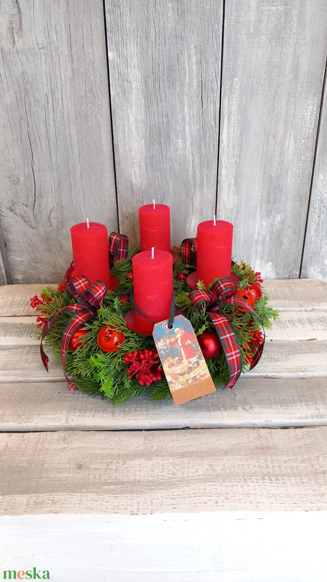 Ünnep Pirosban- Adventi Koszorú/Klasszikus Adventi Koszorú/Piros Adventi Koszorú - karácsony - adventi díszek - adventi koszorú - Meska.hu