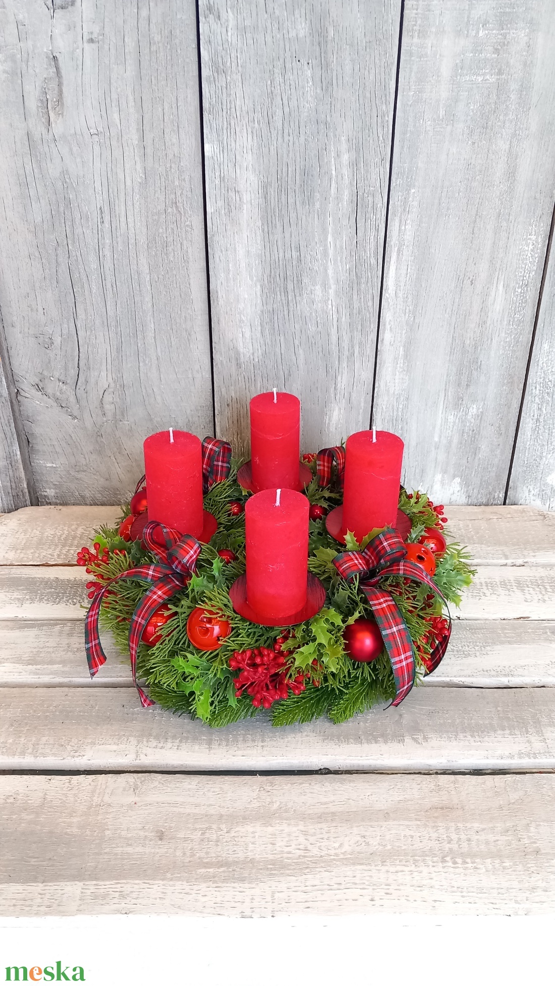 Ünnep Pirosban- Adventi Koszorú/Klasszikus Adventi Koszorú/Piros Adventi Koszorú - karácsony - adventi díszek - adventi koszorú - Meska.hu