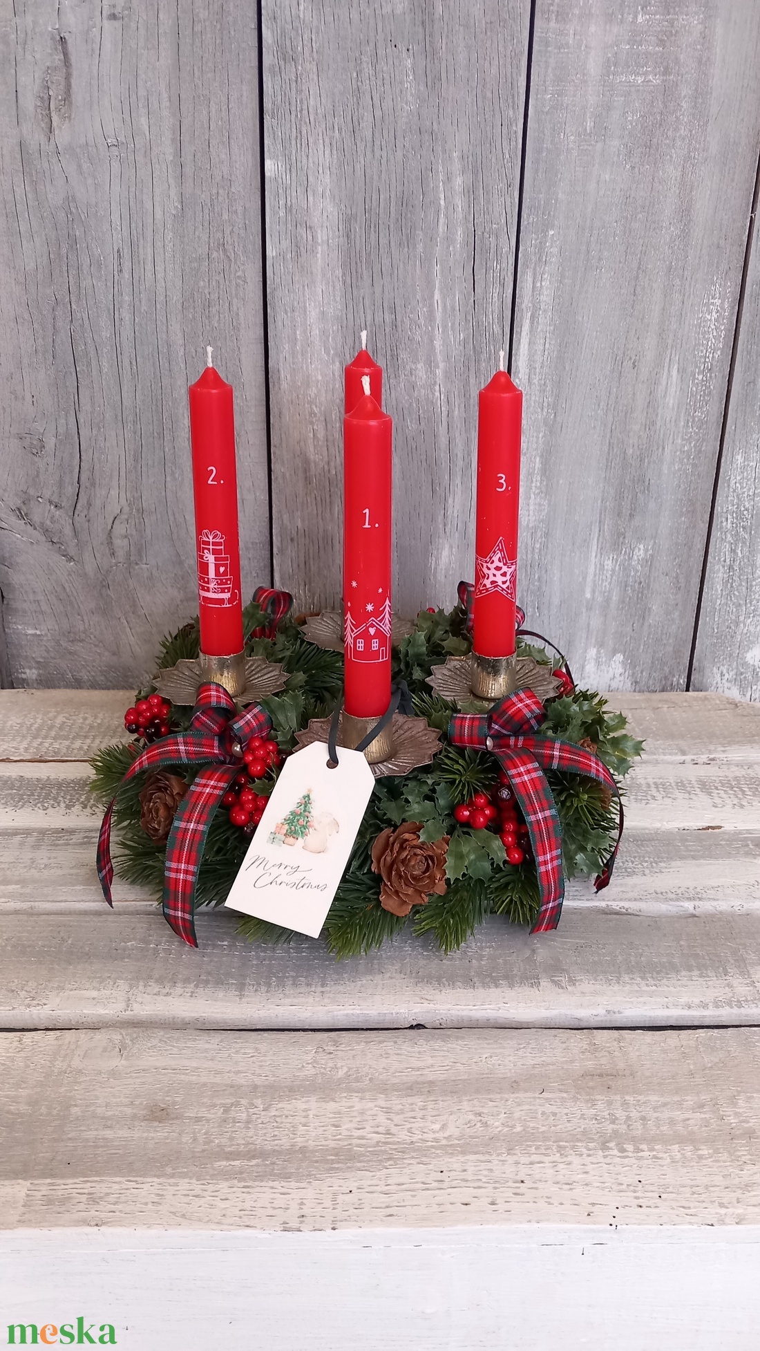 Advent-Várakozás- Adventi Koszorú/Piros Adventi Koszorú - karácsony - adventi díszek - adventi koszorú - Meska.hu