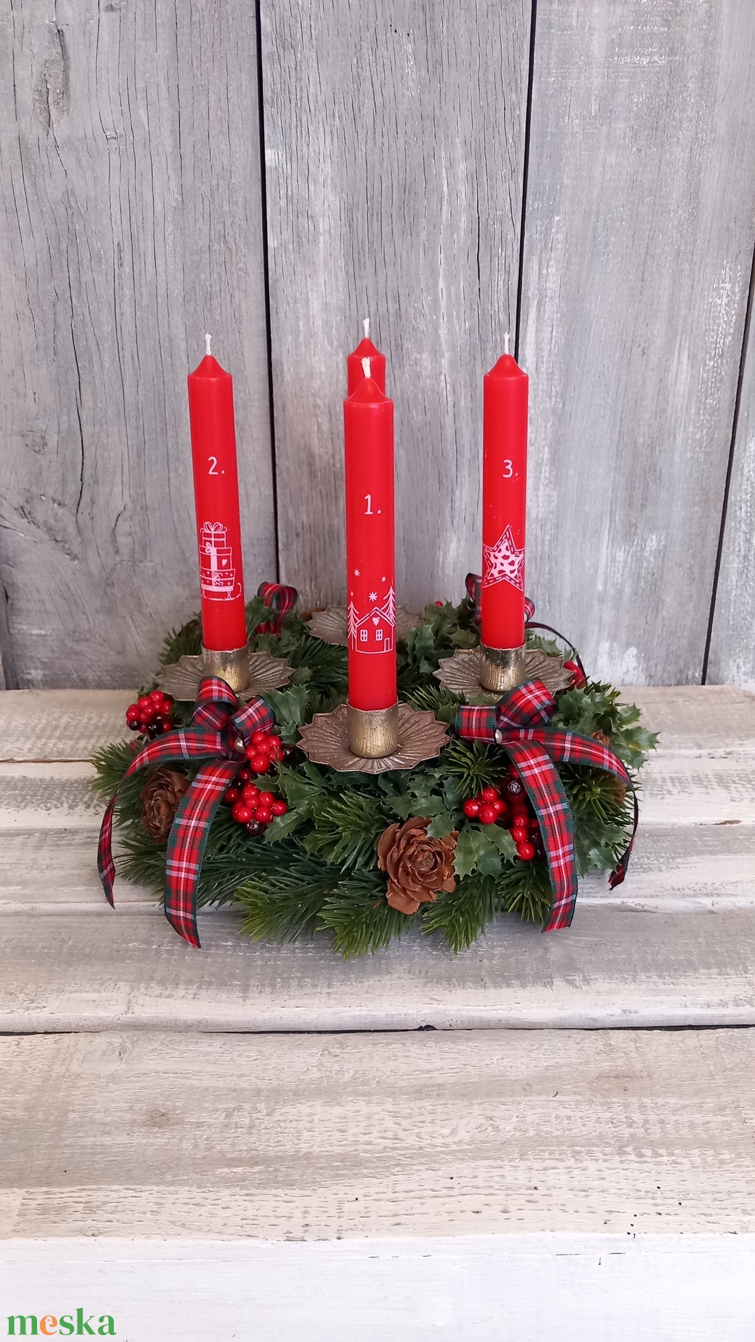 Advent-Várakozás- Adventi Koszorú/Piros Adventi Koszorú - karácsony - adventi díszek - adventi koszorú - Meska.hu