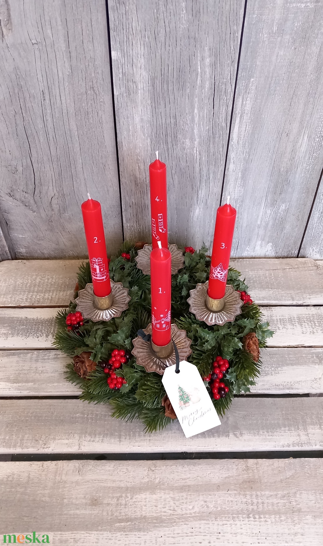 Advent-Várakozás- Adventi Koszorú/Piros Adventi Koszorú - karácsony - adventi díszek - adventi koszorú - Meska.hu