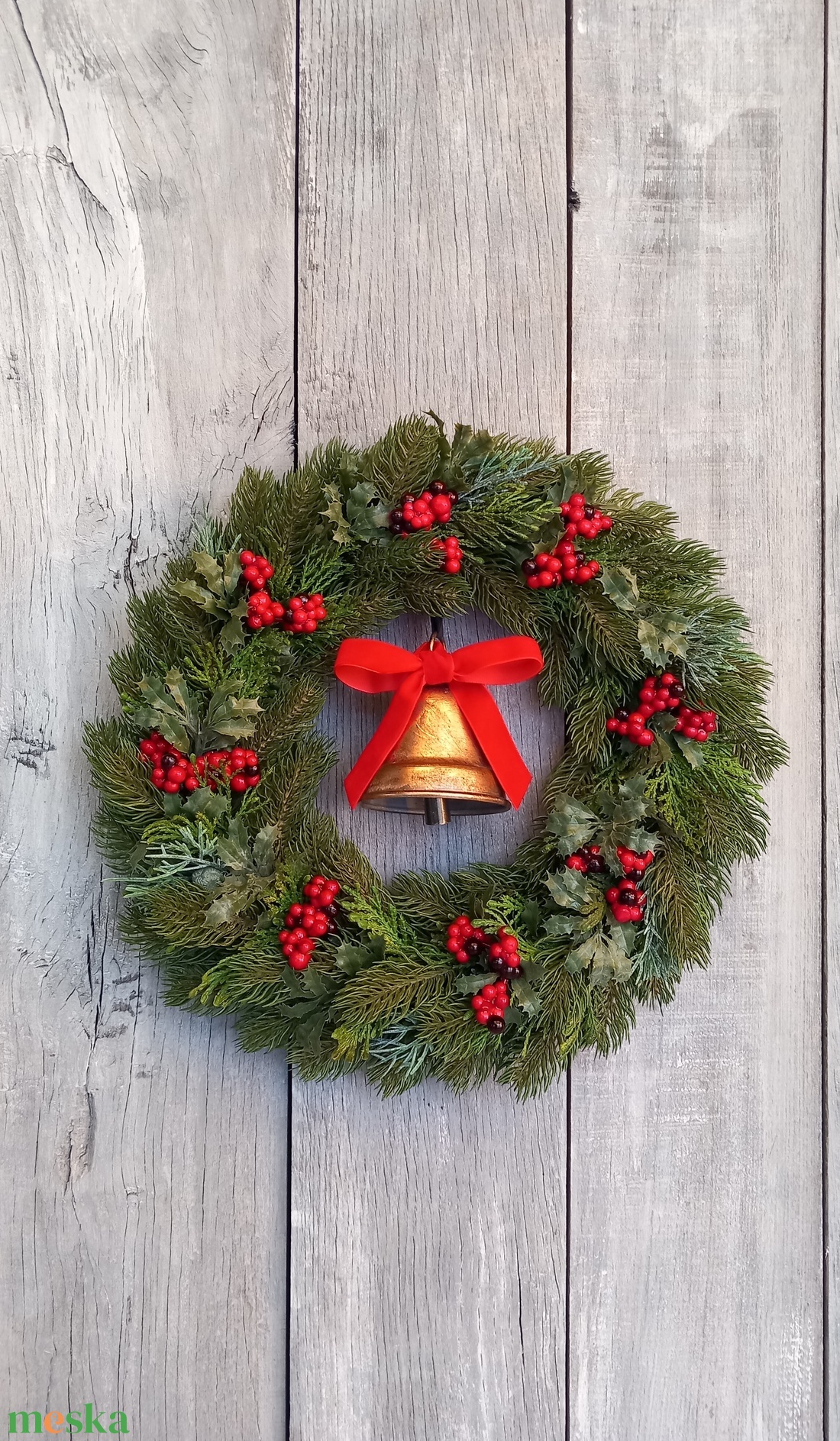 Karácsonyi Csengettyű - Karácsonyi Kopogtató/Téli Kopogtató /Téli Ajtódísz/Karácsonyi Ajtódísz/Falidísz/ - karácsony - karácsonyi lakásdekoráció - karácsonyi ajtódíszek - Meska.hu