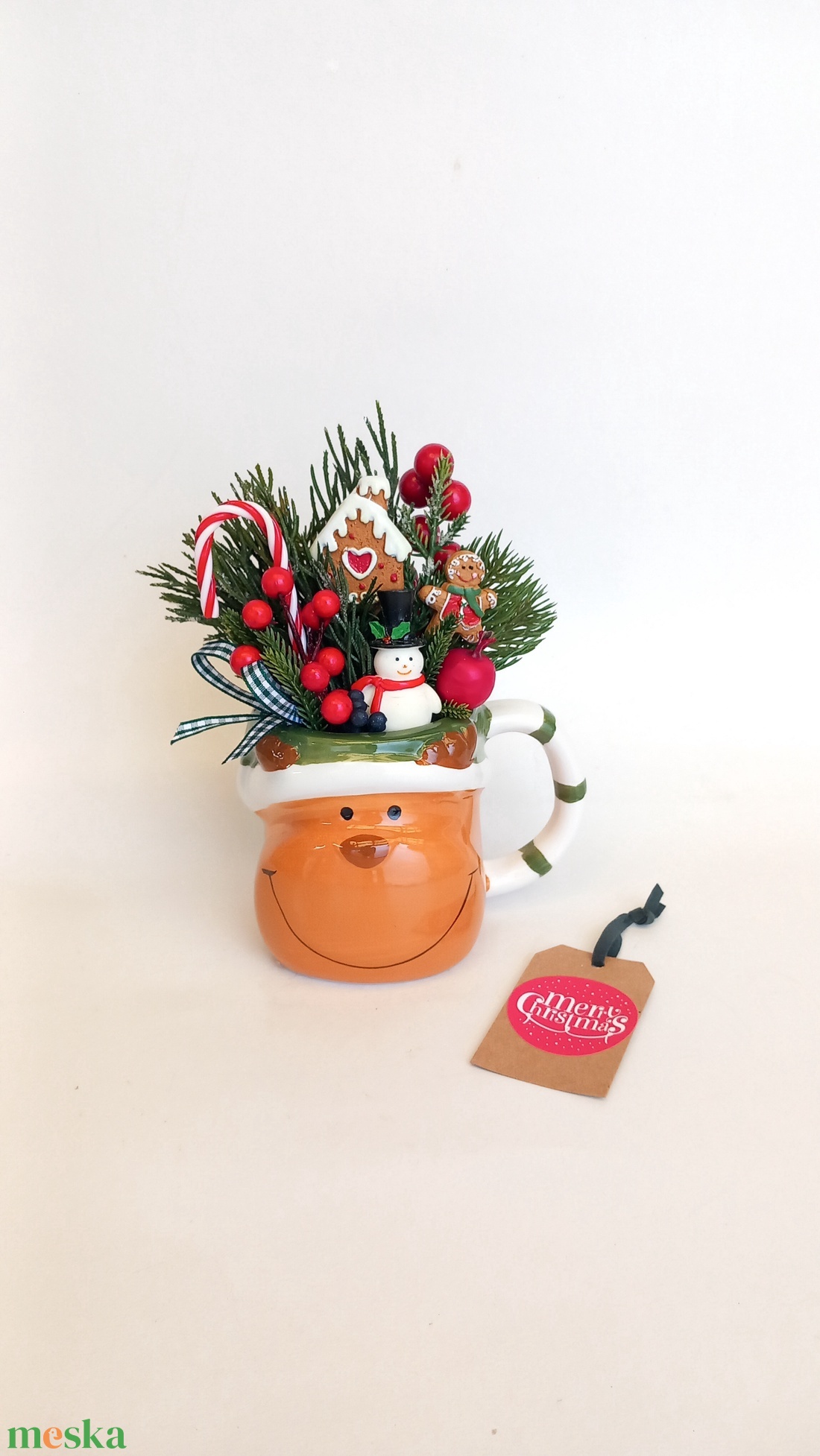   Rénó Karácsonya - Karácsonyi Asztaldísz/Asztaldísz/Téli Asztaldísz/Bögrés Asztaldísz - otthon & életmód - dekoráció - asztal és polc dekoráció - asztaldísz - Meska.hu