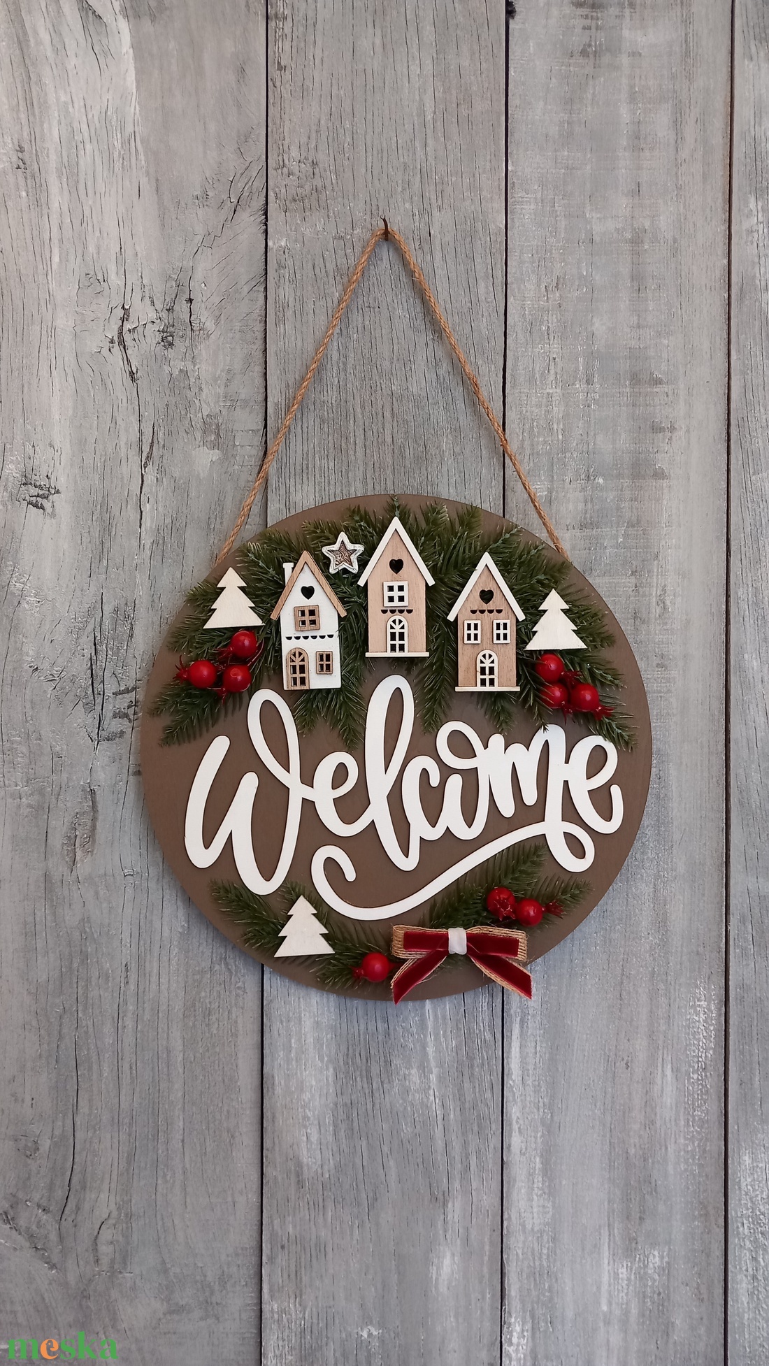 Karácsonyi Falu- Karácsonyi Kopogtató/Téli Kopogtató /Téli Ajtódísz/Karácsonyi Ajtódísz/Falidísz/ - karácsony - karácsonyi lakásdekoráció - karácsonyi ajtódíszek - Meska.hu