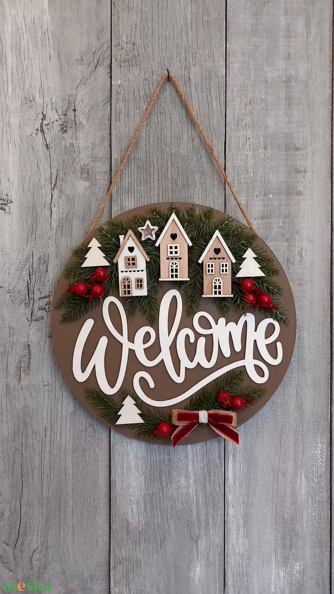 Karácsonyi Falu- Karácsonyi Kopogtató/Téli Kopogtató /Téli Ajtódísz/Karácsonyi Ajtódísz/Falidísz/ - karácsony - karácsonyi lakásdekoráció - karácsonyi ajtódíszek - Meska.hu