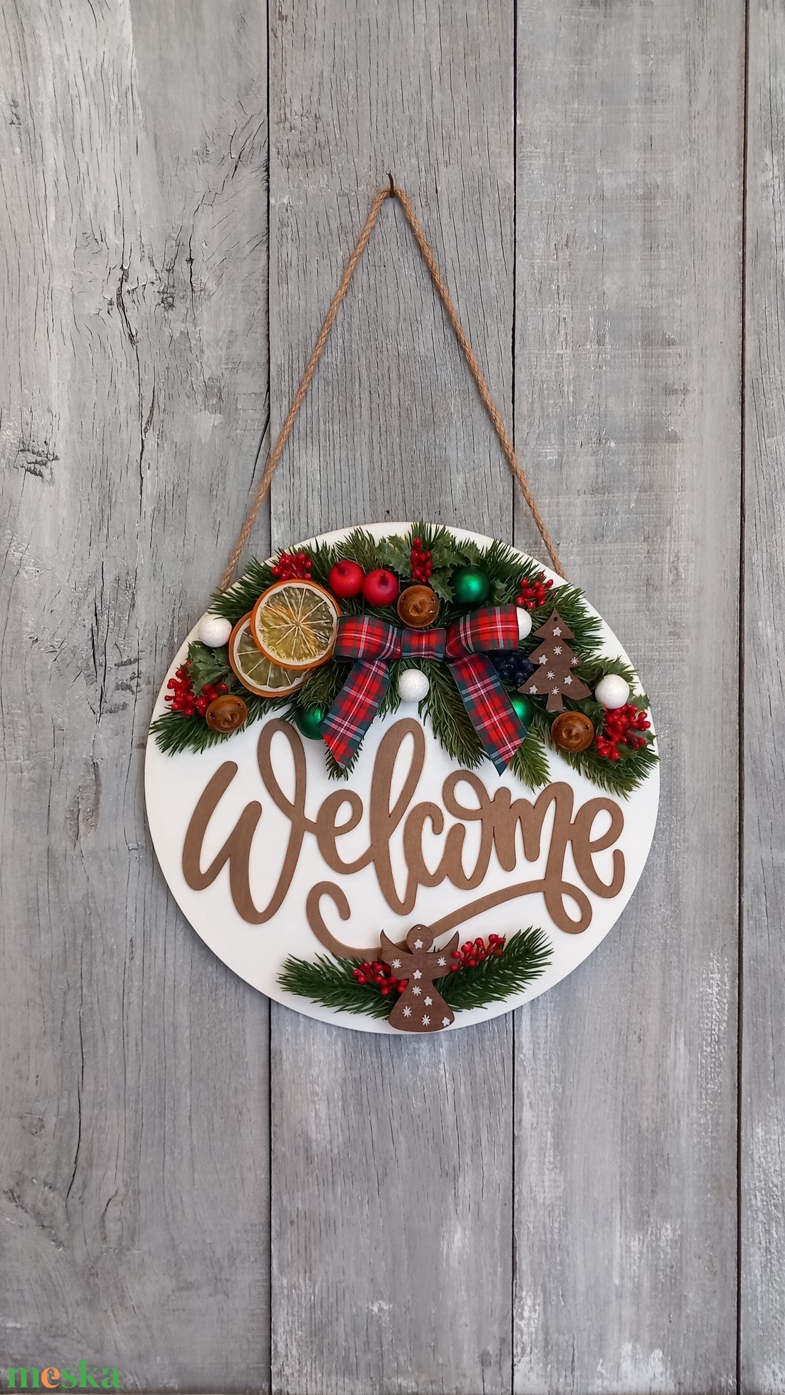 Üdvözlet Karácsony- Karácsonyi Kopogtató/Téli Kopogtató /Téli Ajtódísz/Karácsonyi Ajtódísz/Falidísz/ - karácsony - karácsonyi lakásdekoráció - karácsonyi ajtódíszek - Meska.hu