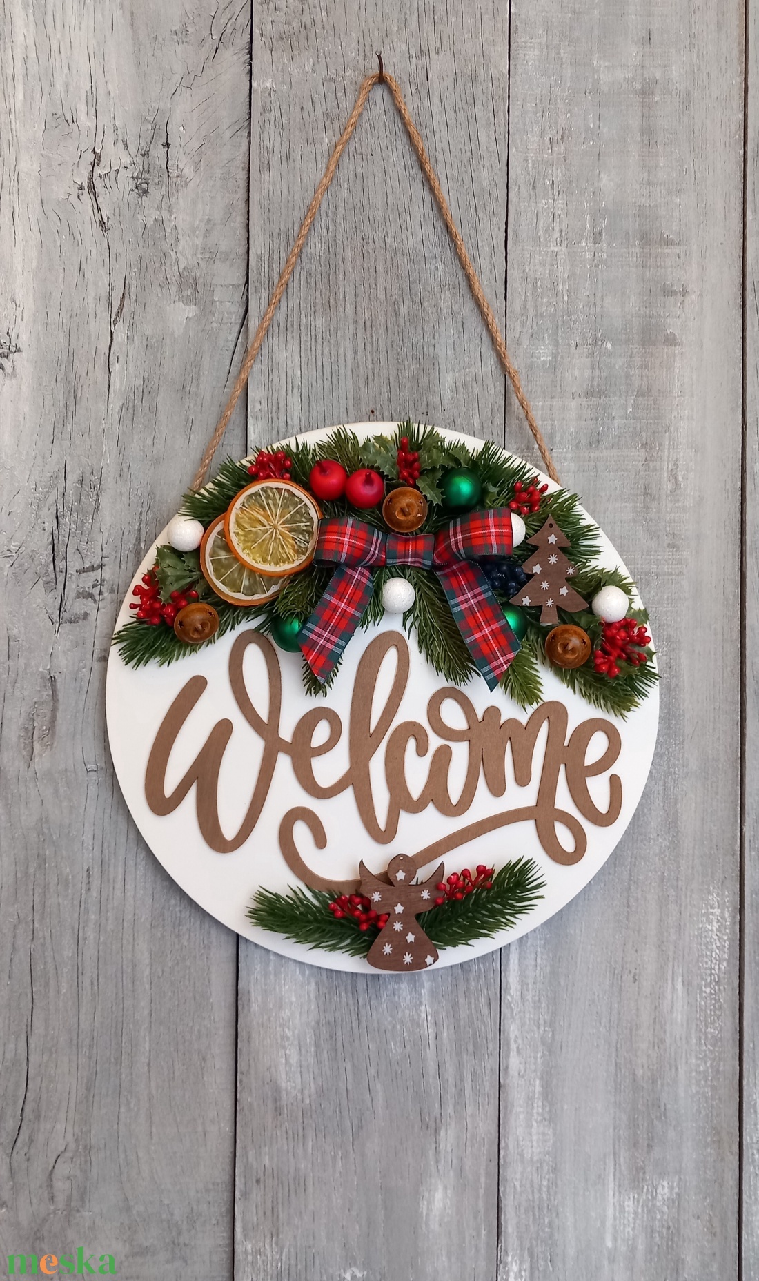 Üdvözlet Karácsony- Karácsonyi Kopogtató/Téli Kopogtató /Téli Ajtódísz/Karácsonyi Ajtódísz/Falidísz/ - karácsony - karácsonyi lakásdekoráció - karácsonyi ajtódíszek - Meska.hu