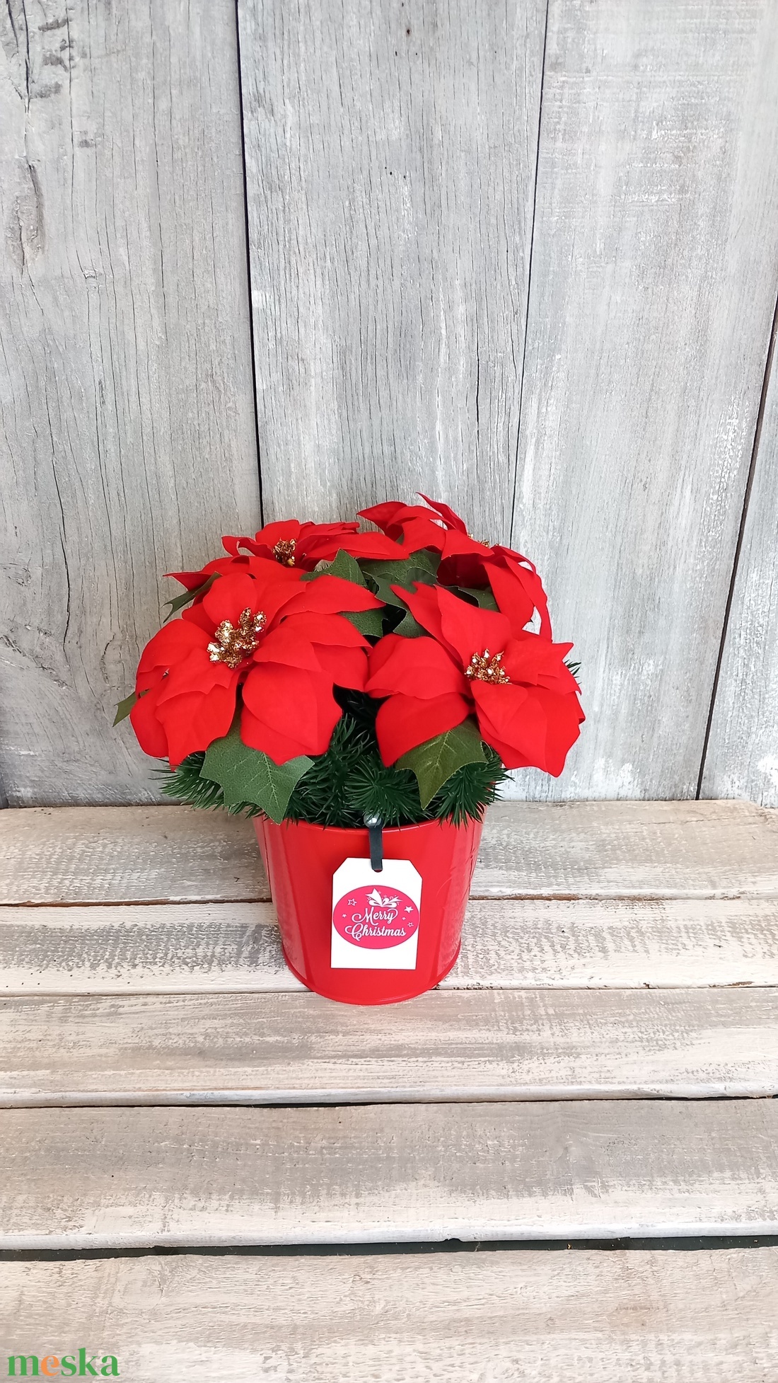   Mikulásvirágok Ünnepe - Karácsonyi Asztaldísz/Ünnepi Asztaldísz/Téli Asztaldísz - otthon & életmód - dekoráció - asztal és polc dekoráció - asztaldísz - Meska.hu