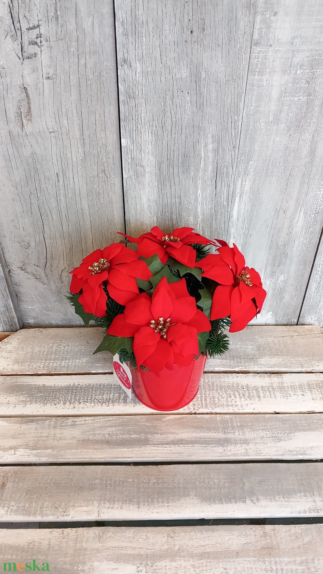   Mikulásvirágok Ünnepe - Karácsonyi Asztaldísz/Ünnepi Asztaldísz/Téli Asztaldísz - otthon & életmód - dekoráció - asztal és polc dekoráció - asztaldísz - Meska.hu