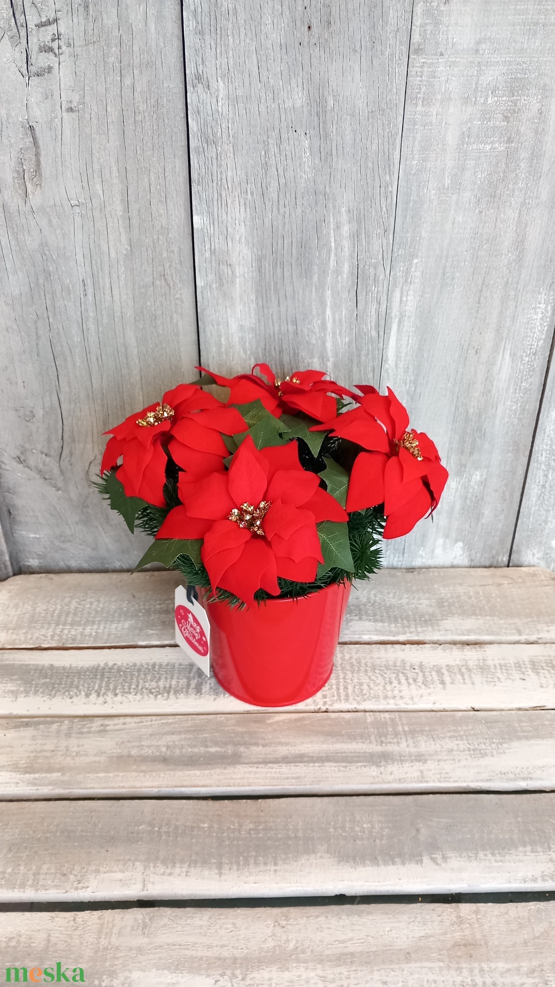   Mikulásvirágok Ünnepe - Karácsonyi Asztaldísz/Ünnepi Asztaldísz/Téli Asztaldísz - otthon & életmód - dekoráció - asztal és polc dekoráció - asztaldísz - Meska.hu