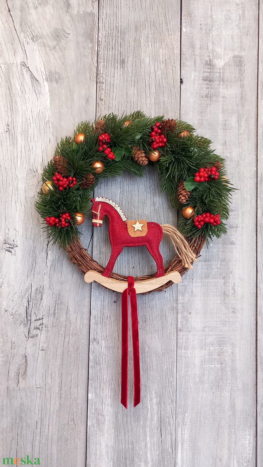 Karácsonyi Hintalovacska - Karácsonyi Kopogtató/Téli Kopogtató /Téli Ajtódísz/Karácsonyi Ajtódísz/Falidísz/ - karácsony - karácsonyi lakásdekoráció - karácsonyi ajtódíszek - Meska.hu